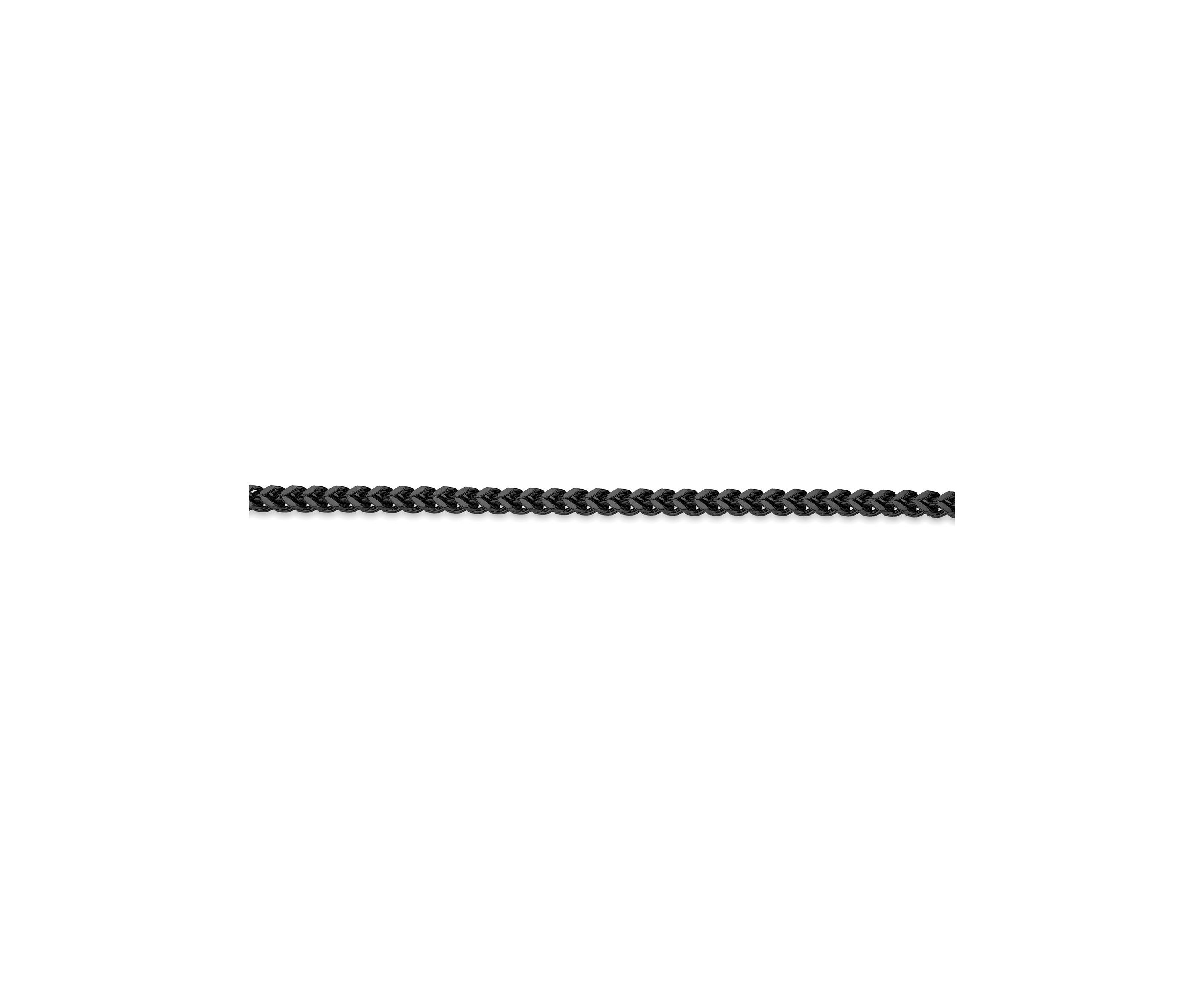 Stainless Steel 4MM Foxtail Chain Necklace with Black Ion Plating, 24" Length