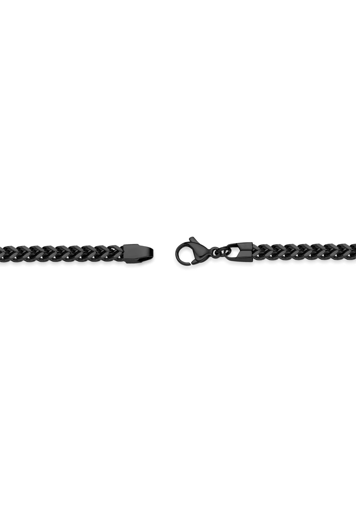 Stainless Steel 4MM Foxtail Chain Necklace with Black Ion Plating, 22" Length