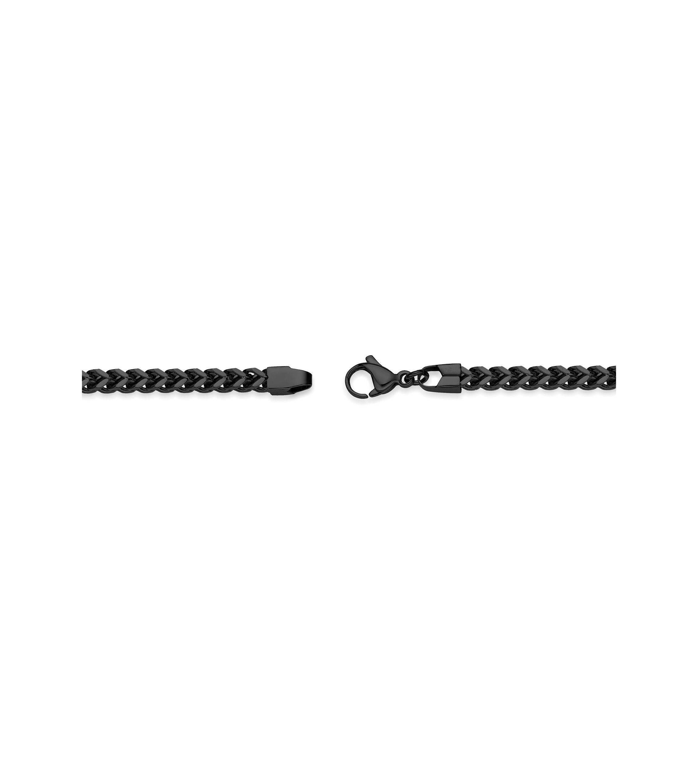 Stainless Steel 4MM Foxtail Chain Necklace with Black Ion Plating, 22" Length