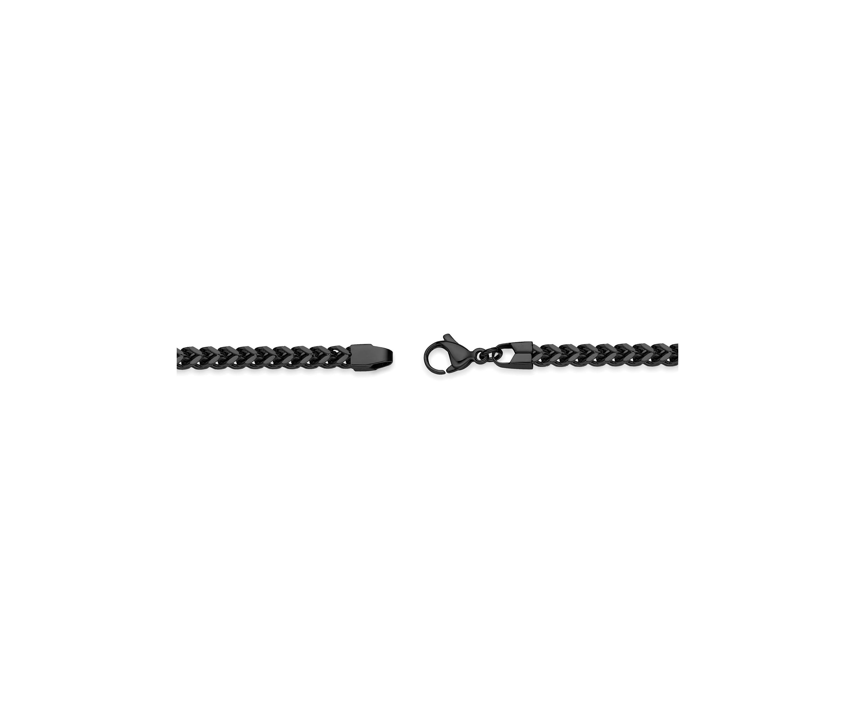 Stainless Steel 4MM Foxtail Chain Necklace with Black Ion Plating, 24" Length