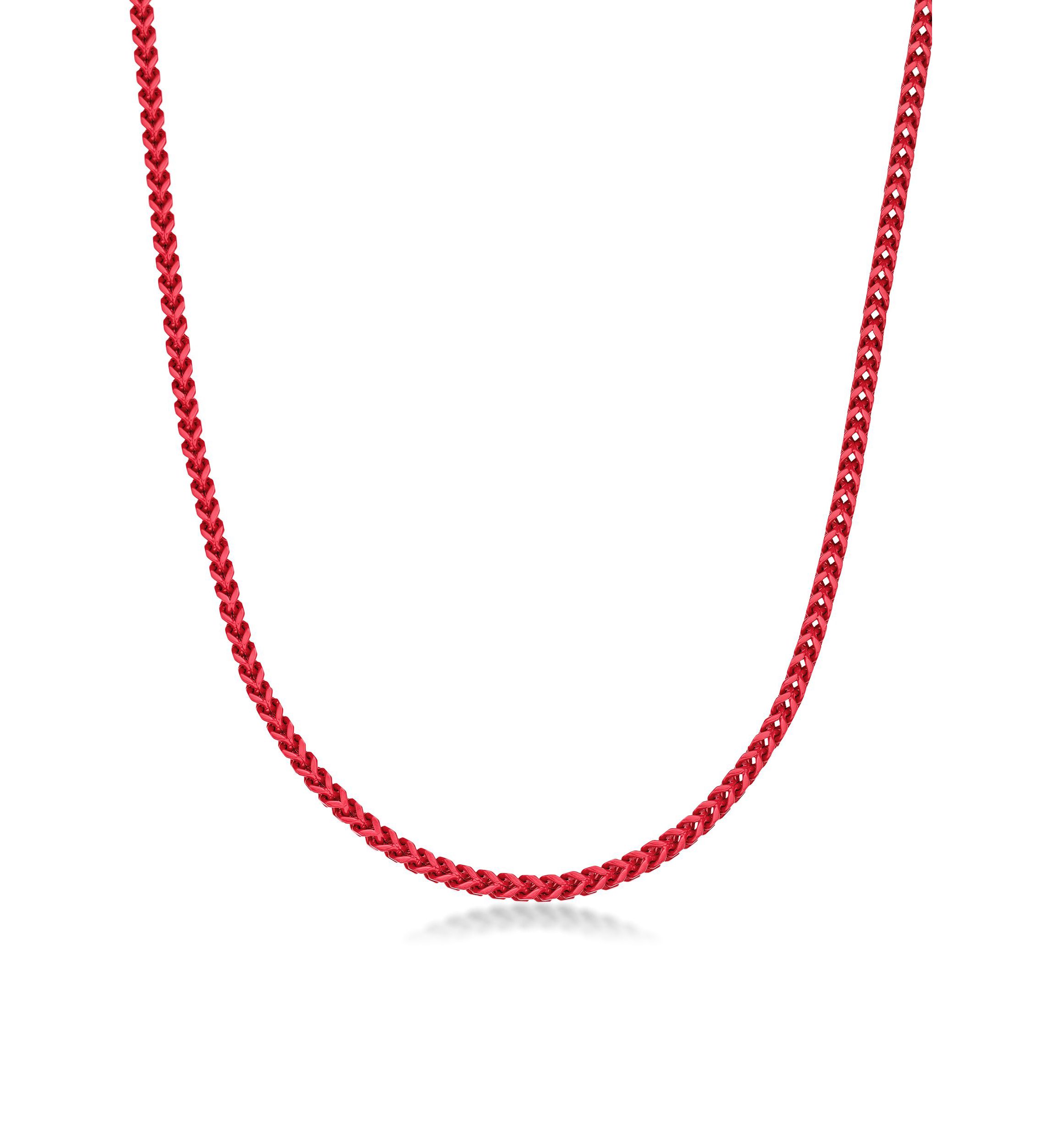 Stainless Steel 5MM Foxtail Chain Necklace with Red Acrylic Coating, 30" Length