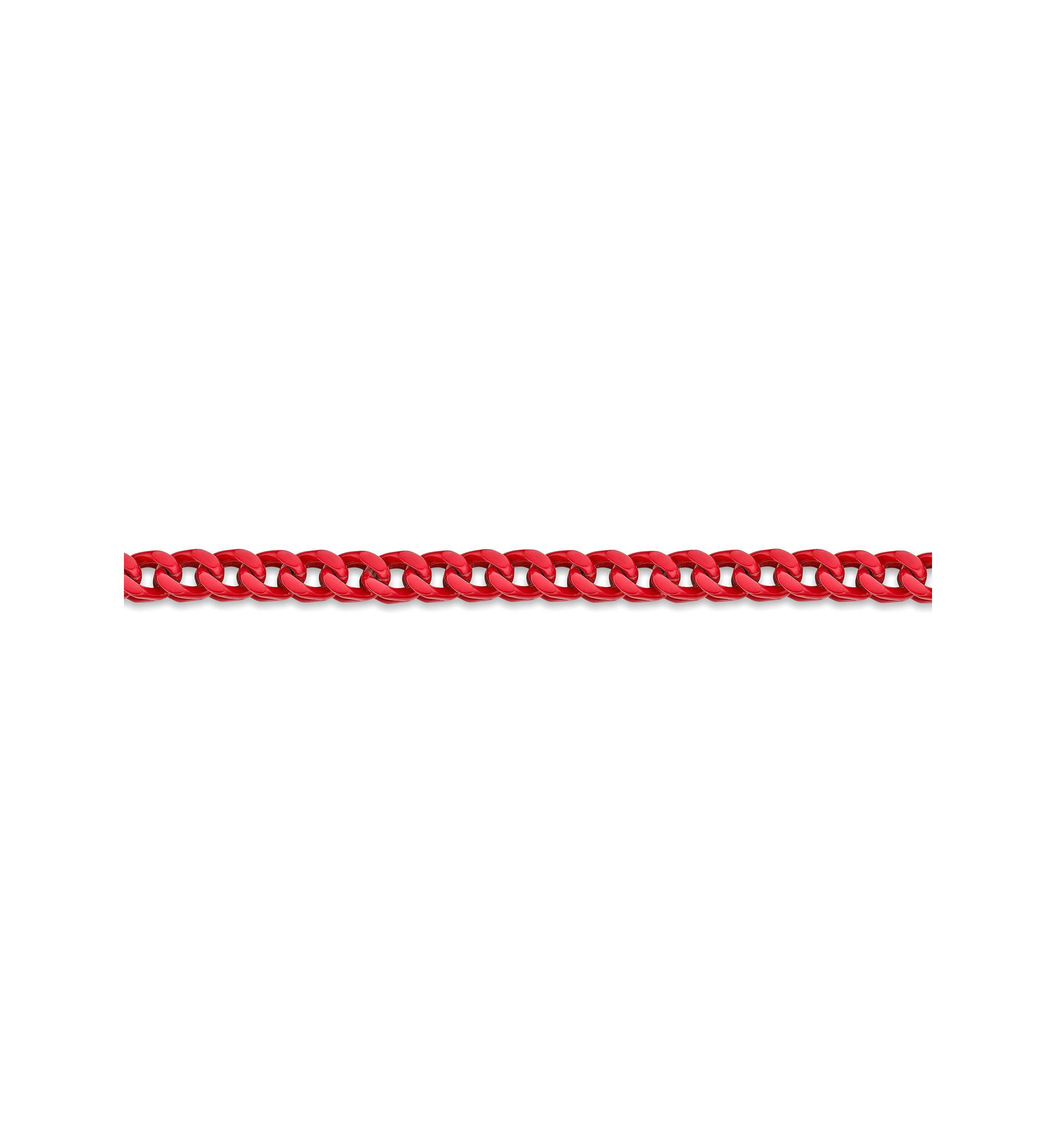 Stainless Steel 5MM Foxtail Chain Necklace with Red Acrylic Coating, 30" Length