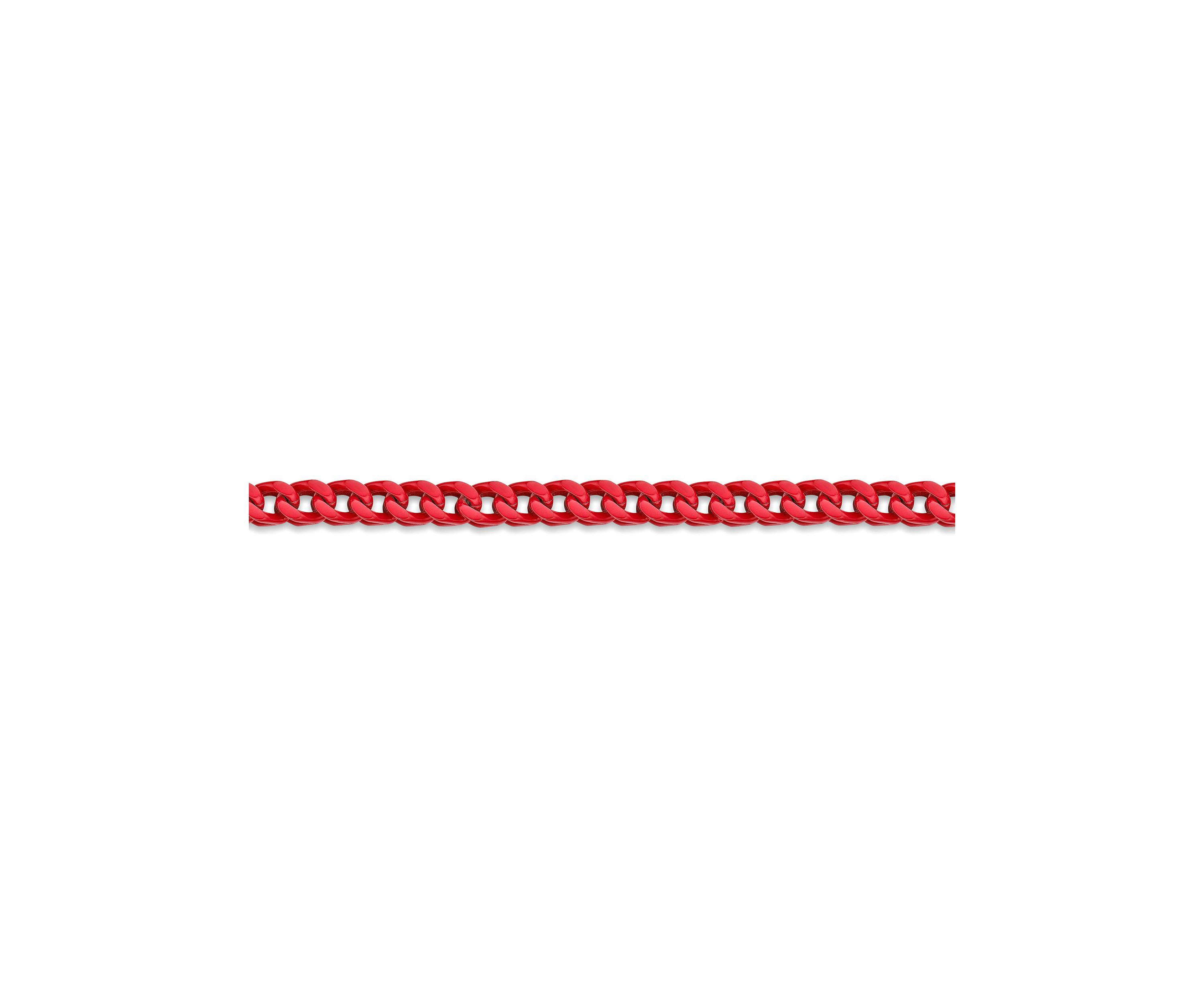 Stainless Steel 5MM Foxtail Chain Necklace with Red Acrylic Coating, 22" Length