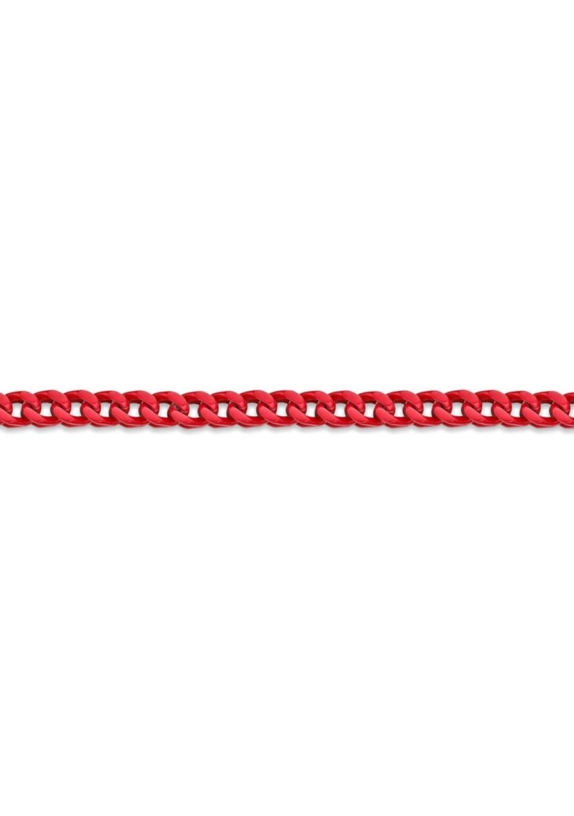 Stainless Steel 5MM Foxtail Chain Necklace with Red Acrylic Coating, 22" Length
