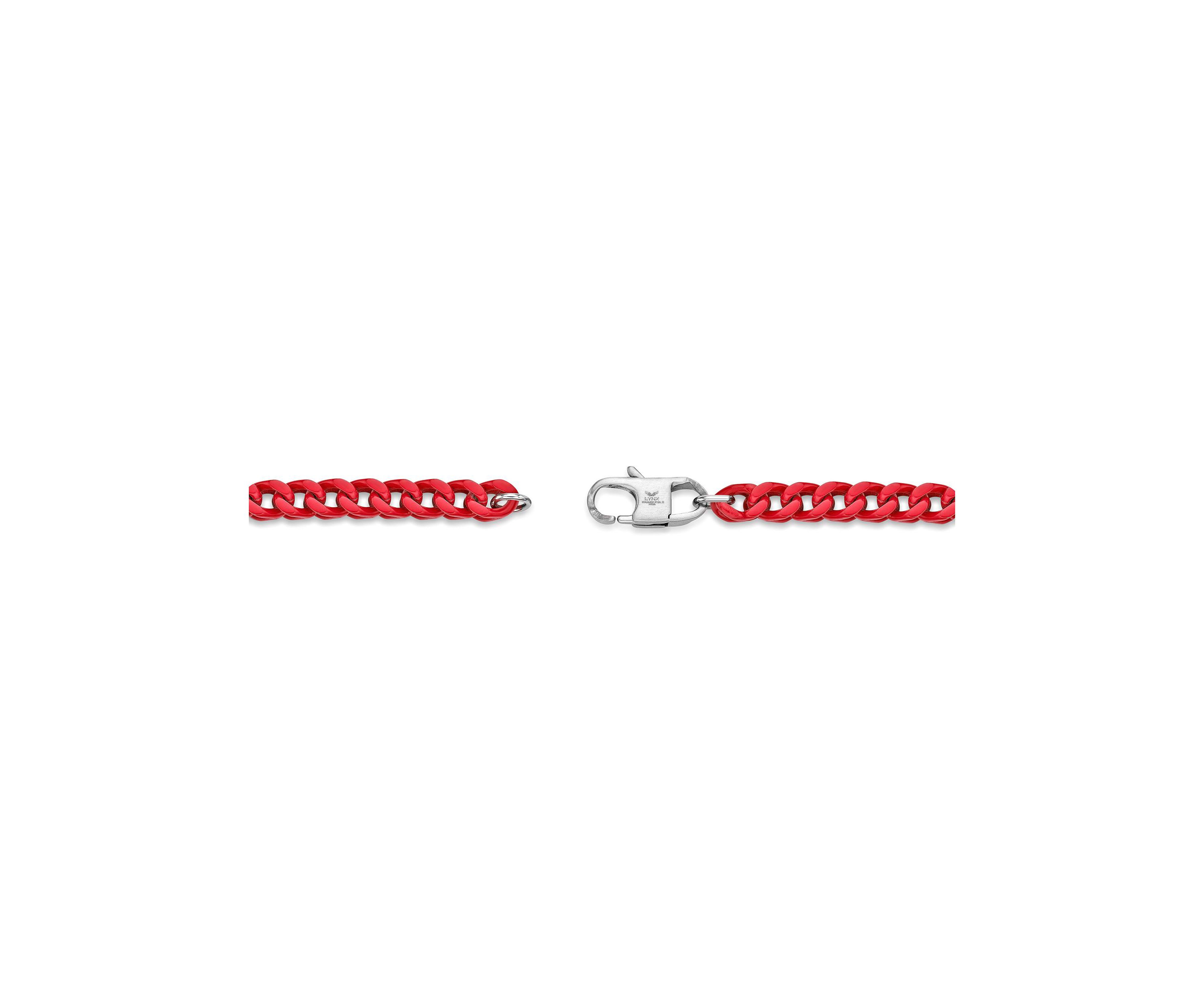 Stainless Steel 5MM Foxtail Chain Necklace with Red Acrylic Coating, 22" Length