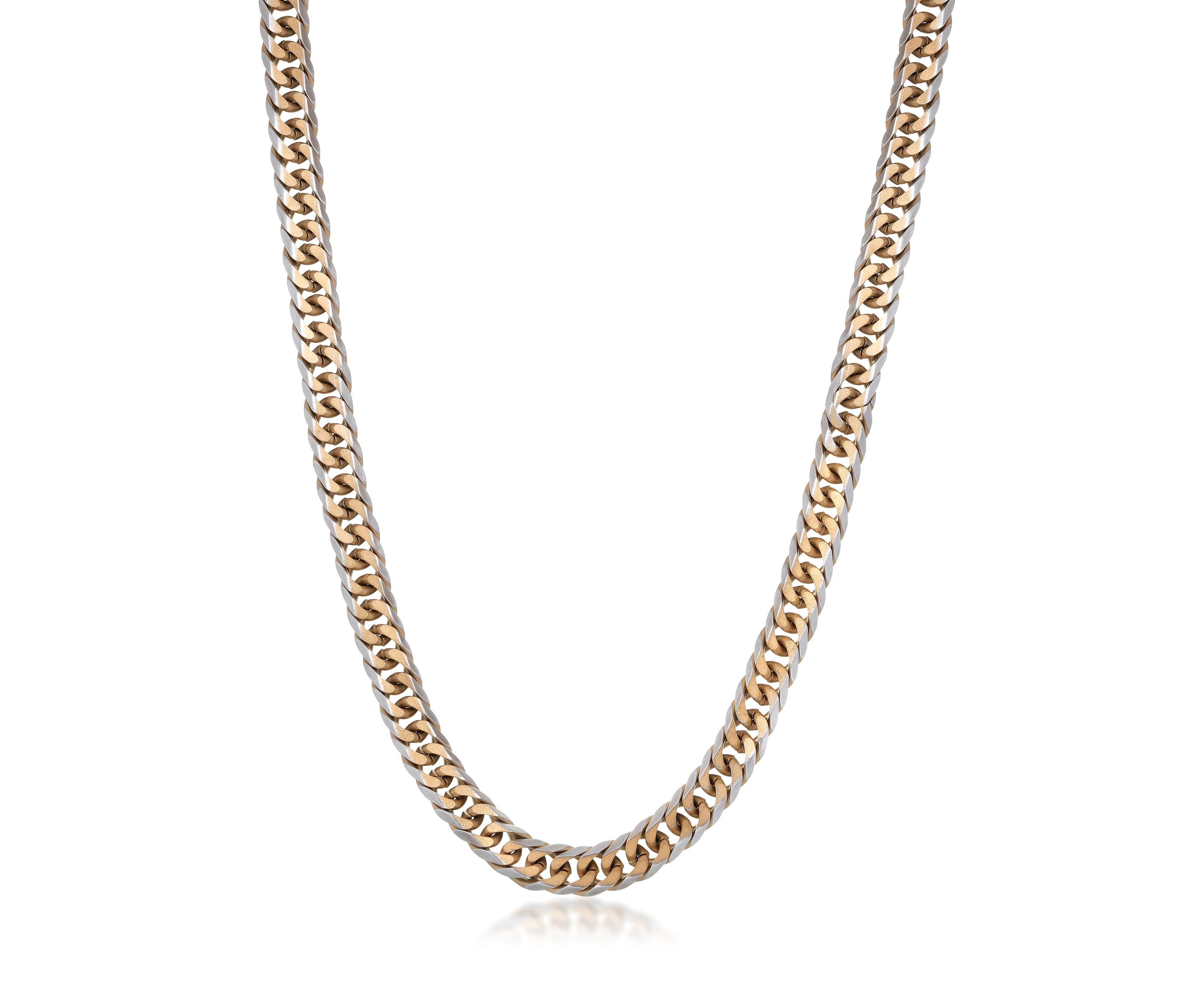 Stainless Steel 8MM Gourmeta Chain with Goldtone Ion Plating