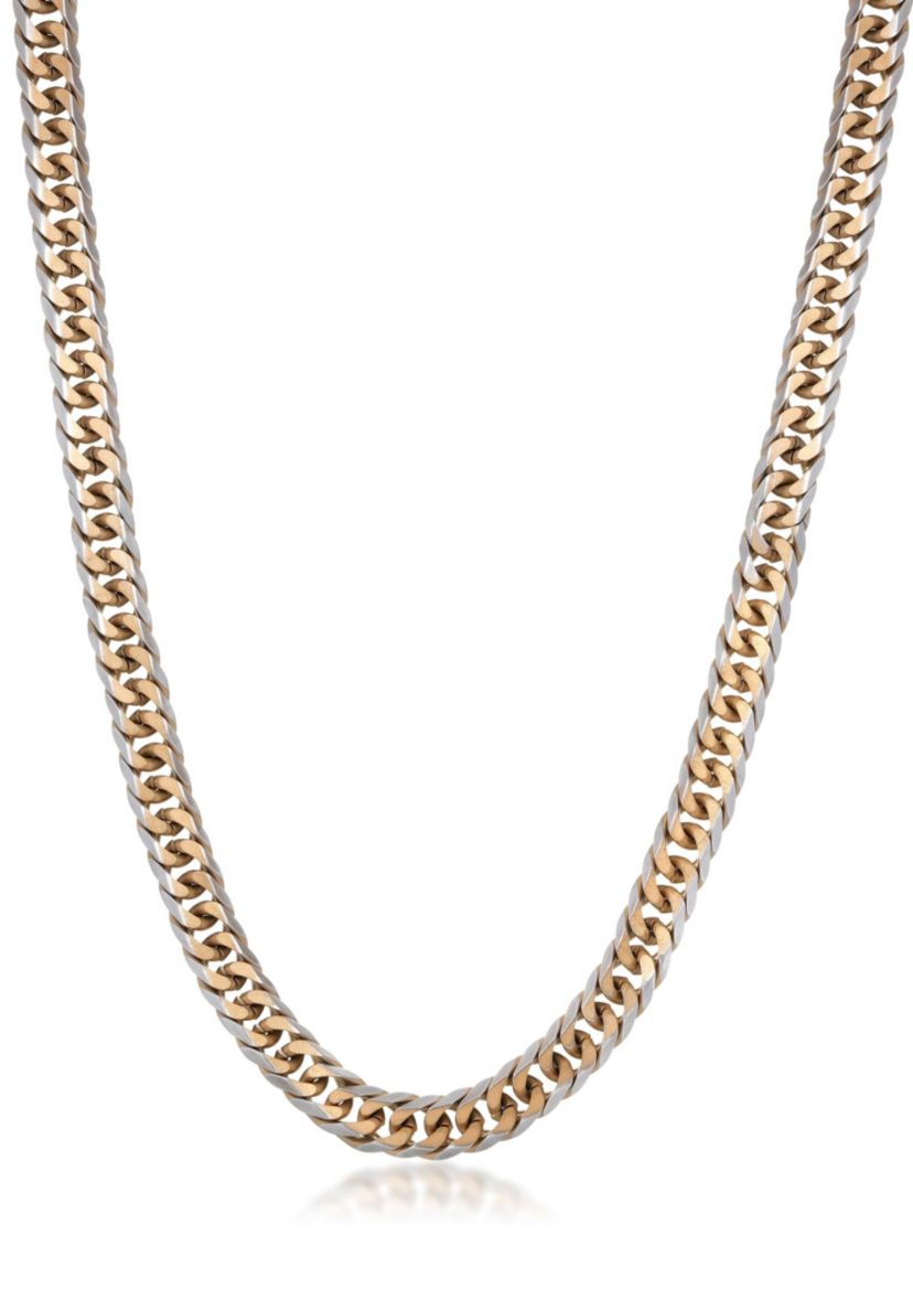 Stainless Steel 8MM Gourmeta Chain with Goldtone Ion Plating