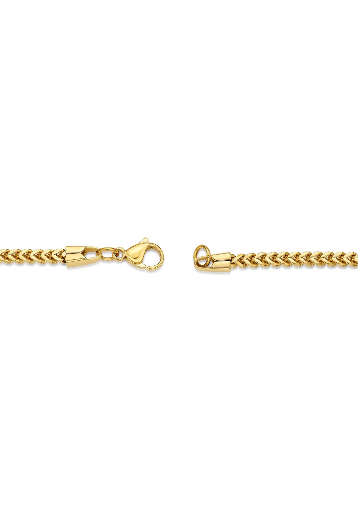Stainless Steel 2.5MM Foxtail Chain Necklace with Goldtone Ion Plating, 20" Length