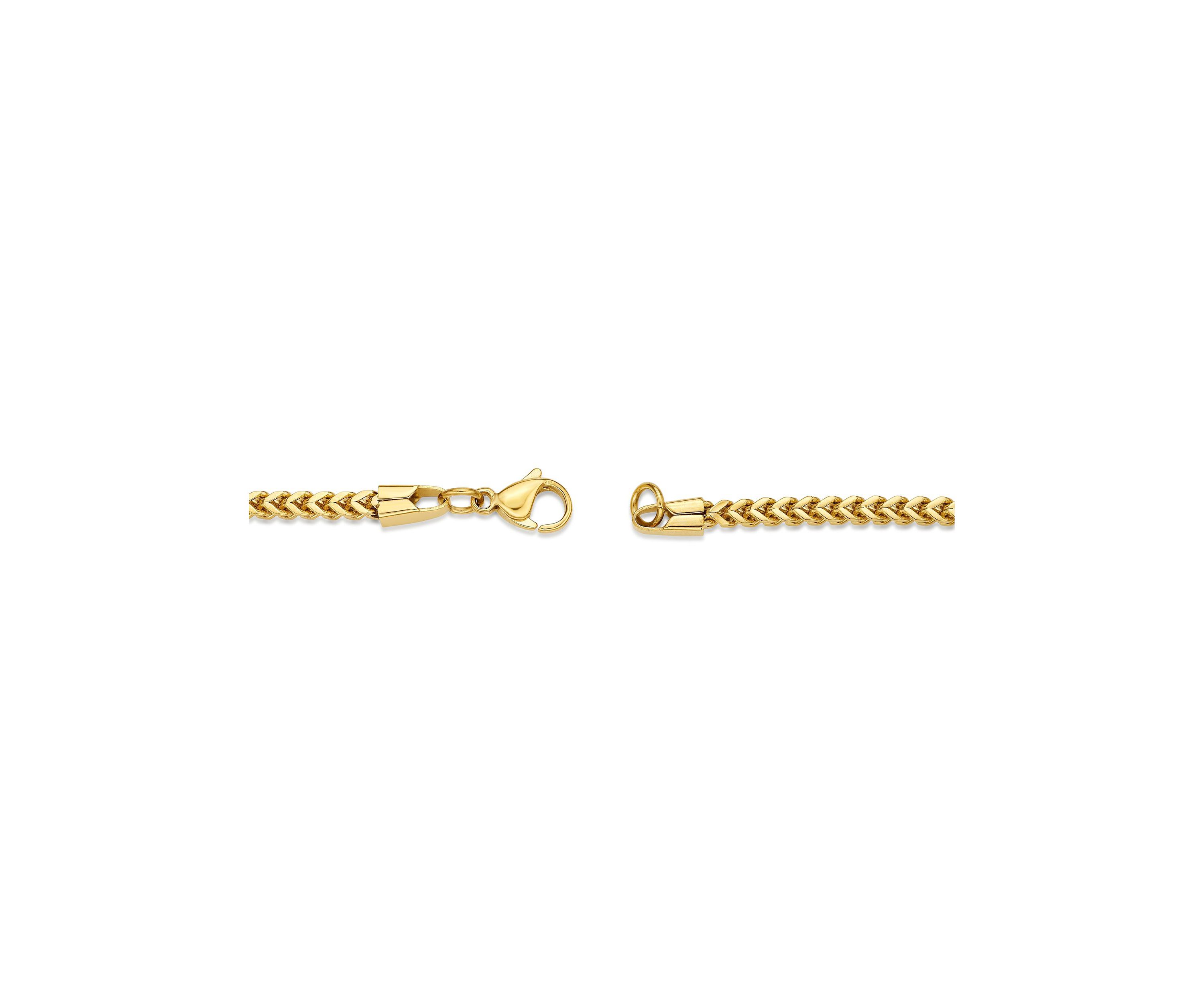 Stainless Steel 2.5MM Foxtail Chain Necklace with Goldtone Ion Plating, 20" Length