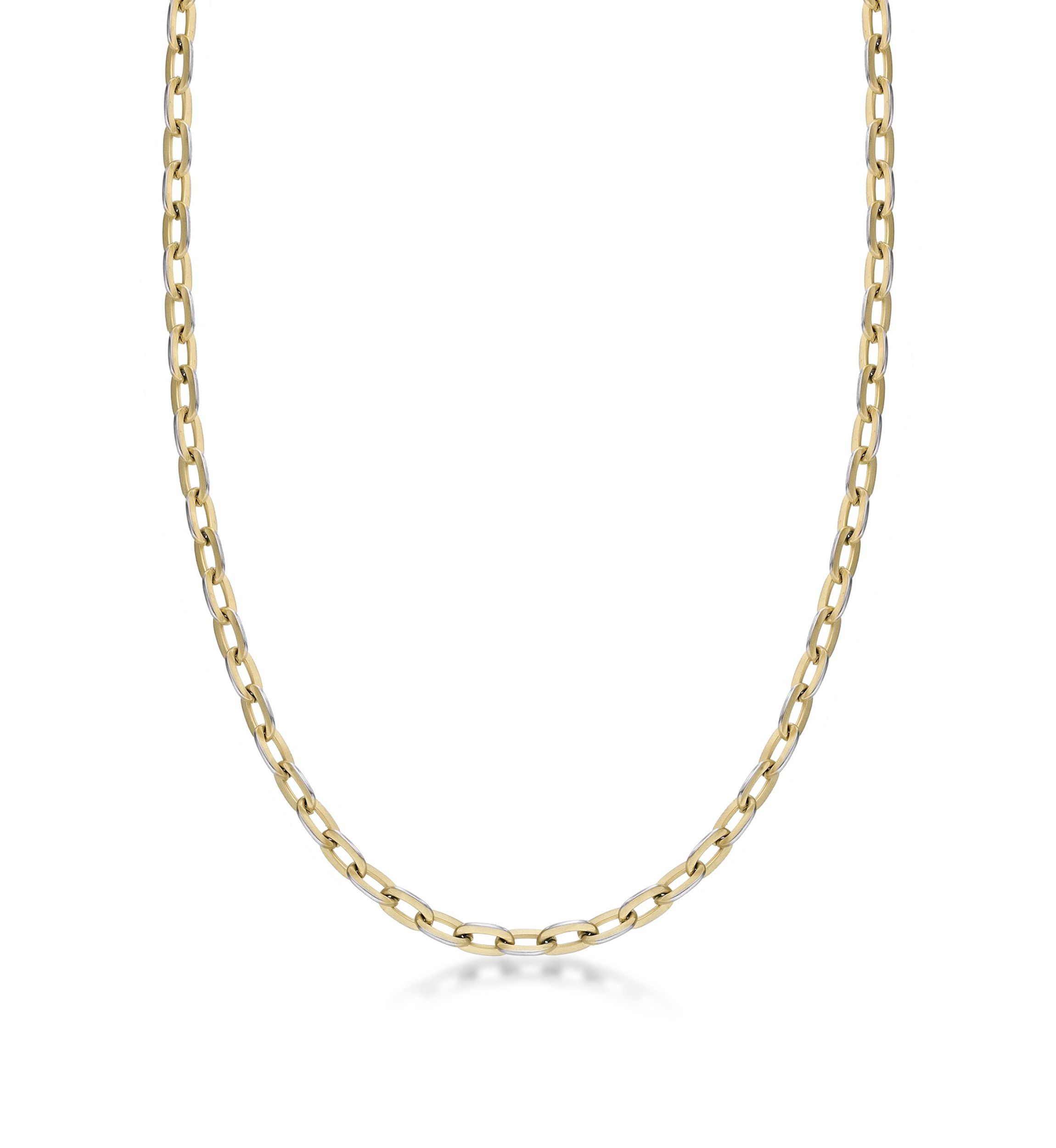 Stainless Steel 6MM Square Rolo Chain Necklace with Goldtone Ion Plating, 18" Length