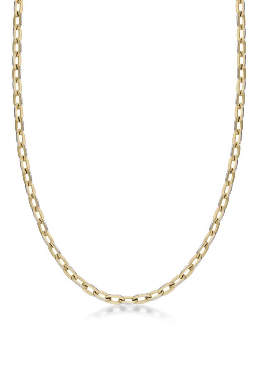 Stainless Steel 6MM Square Rolo Chain Necklace with Goldtone Ion Plating, 18" Length