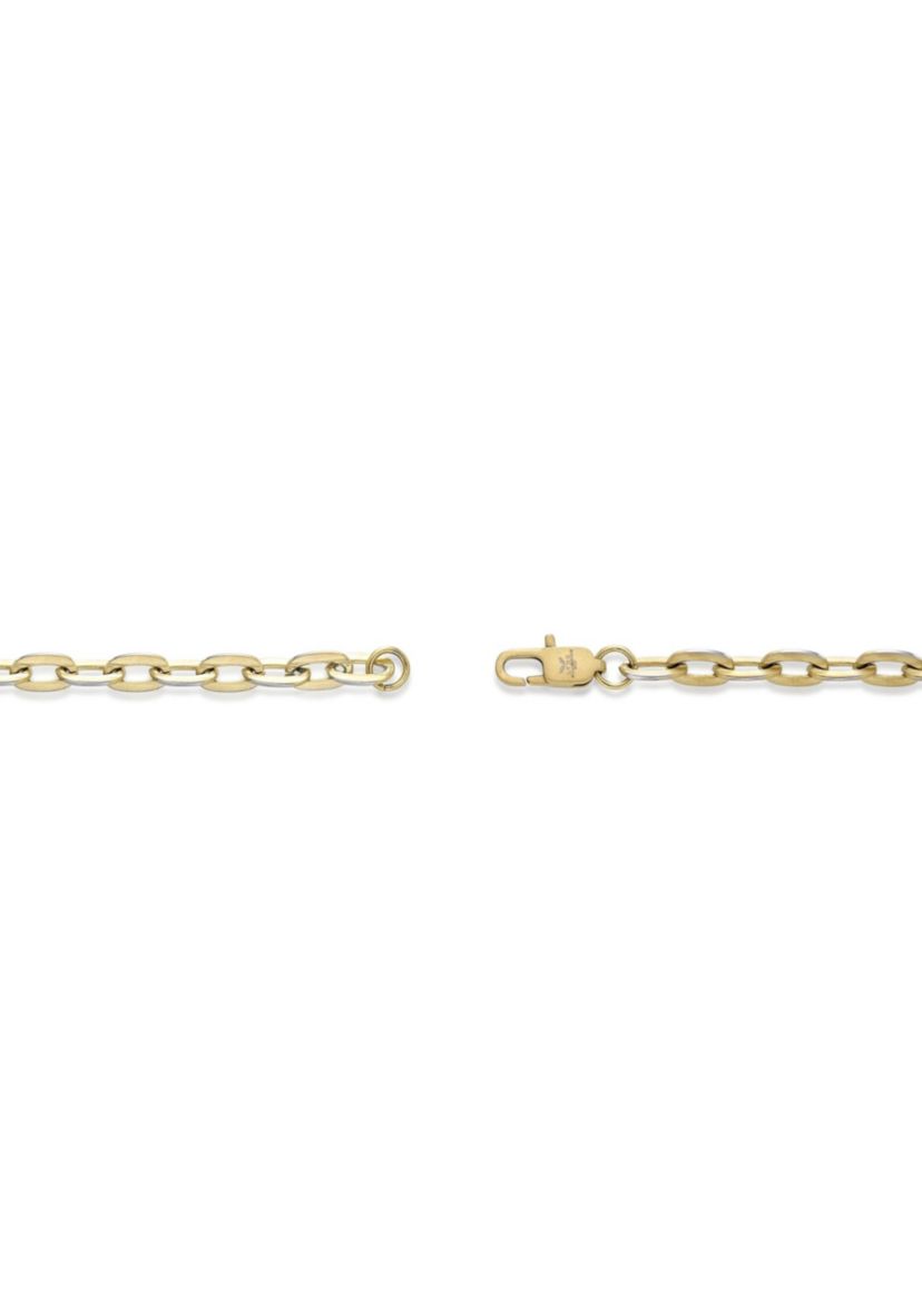 Stainless Steel 6MM Square Rolo Chain Necklace with Goldtone Ion Plating, 18" Length