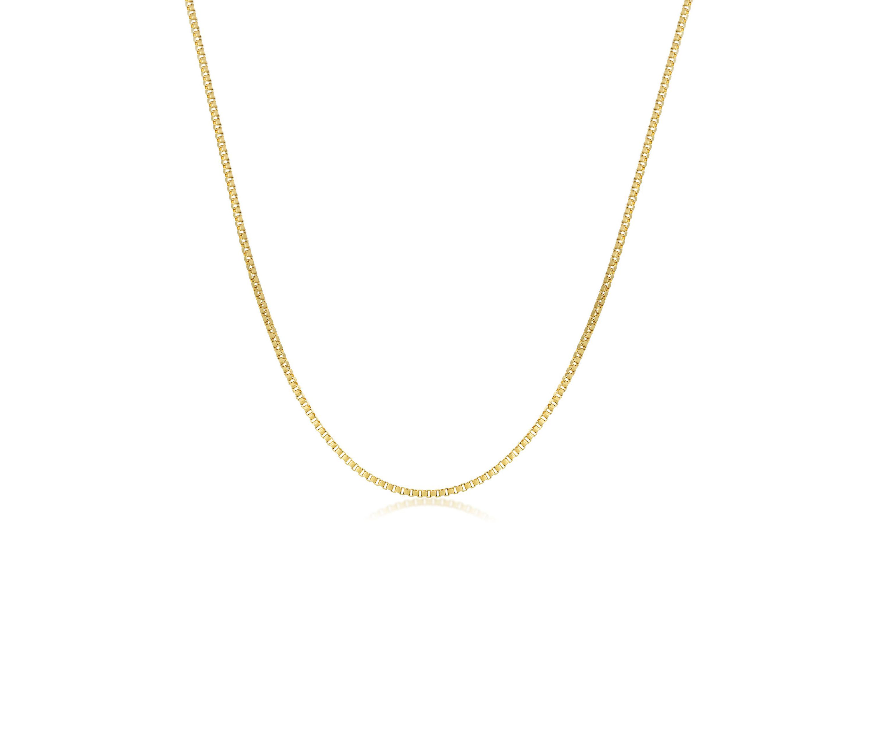 Stainless Steel 2MM Box Chain Necklace with Goldtone Ion Plating, 20" Length