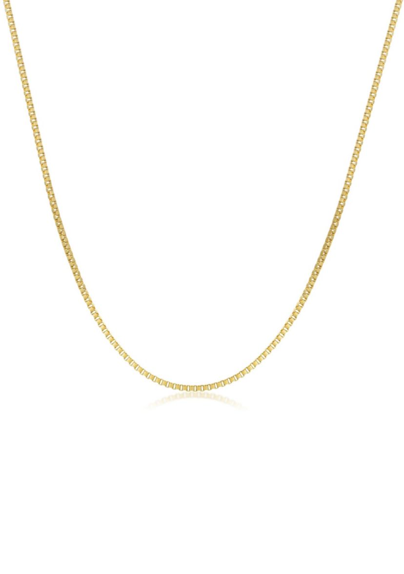 Stainless Steel 2MM Box Chain Necklace with Goldtone Ion Plating, 20" Length