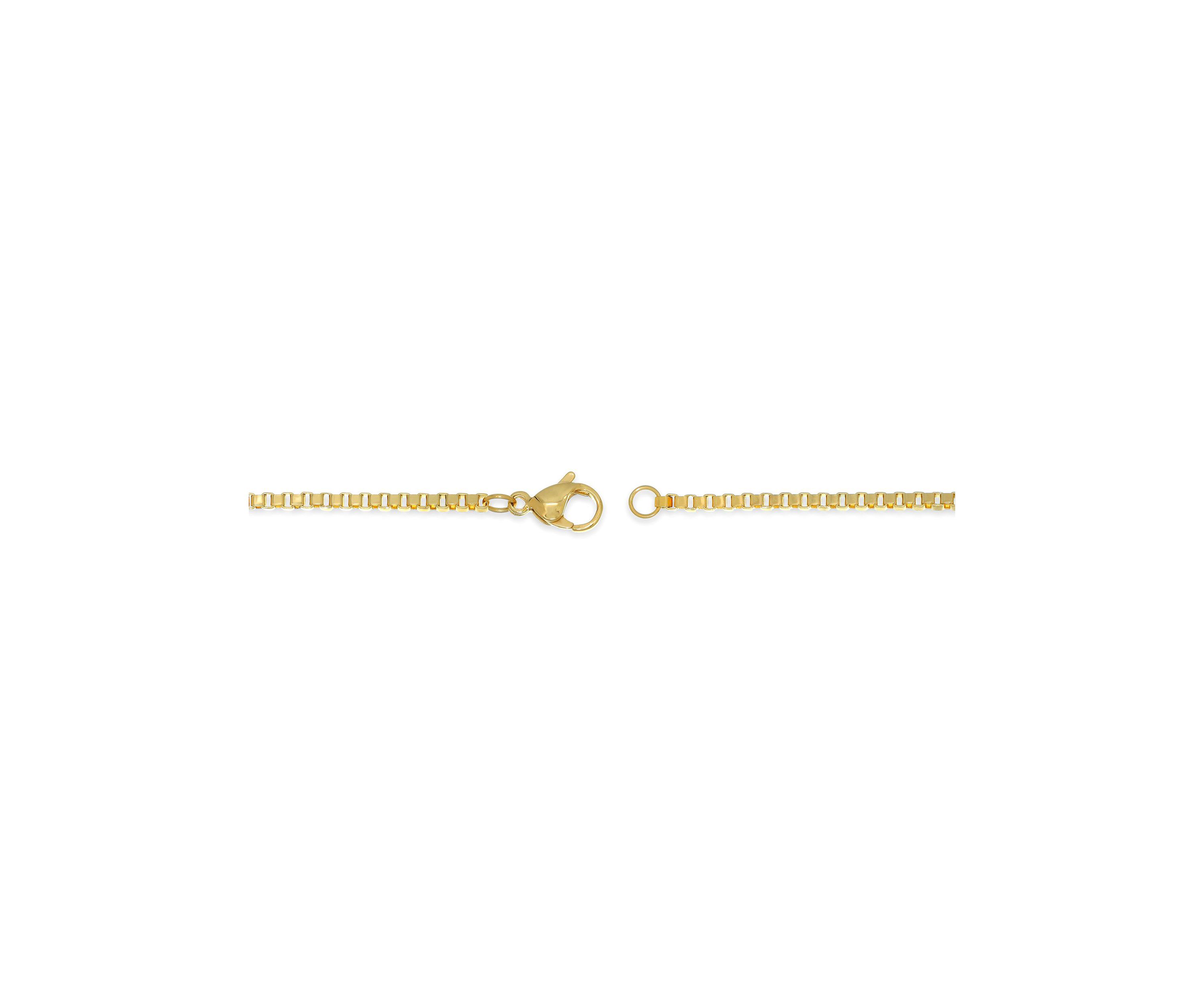Stainless Steel 2MM Box Chain Necklace with Goldtone Ion Plating, 20" Length