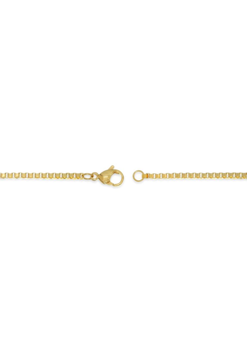 Stainless Steel 2MM Box Chain Necklace with Goldtone Ion Plating, 20" Length