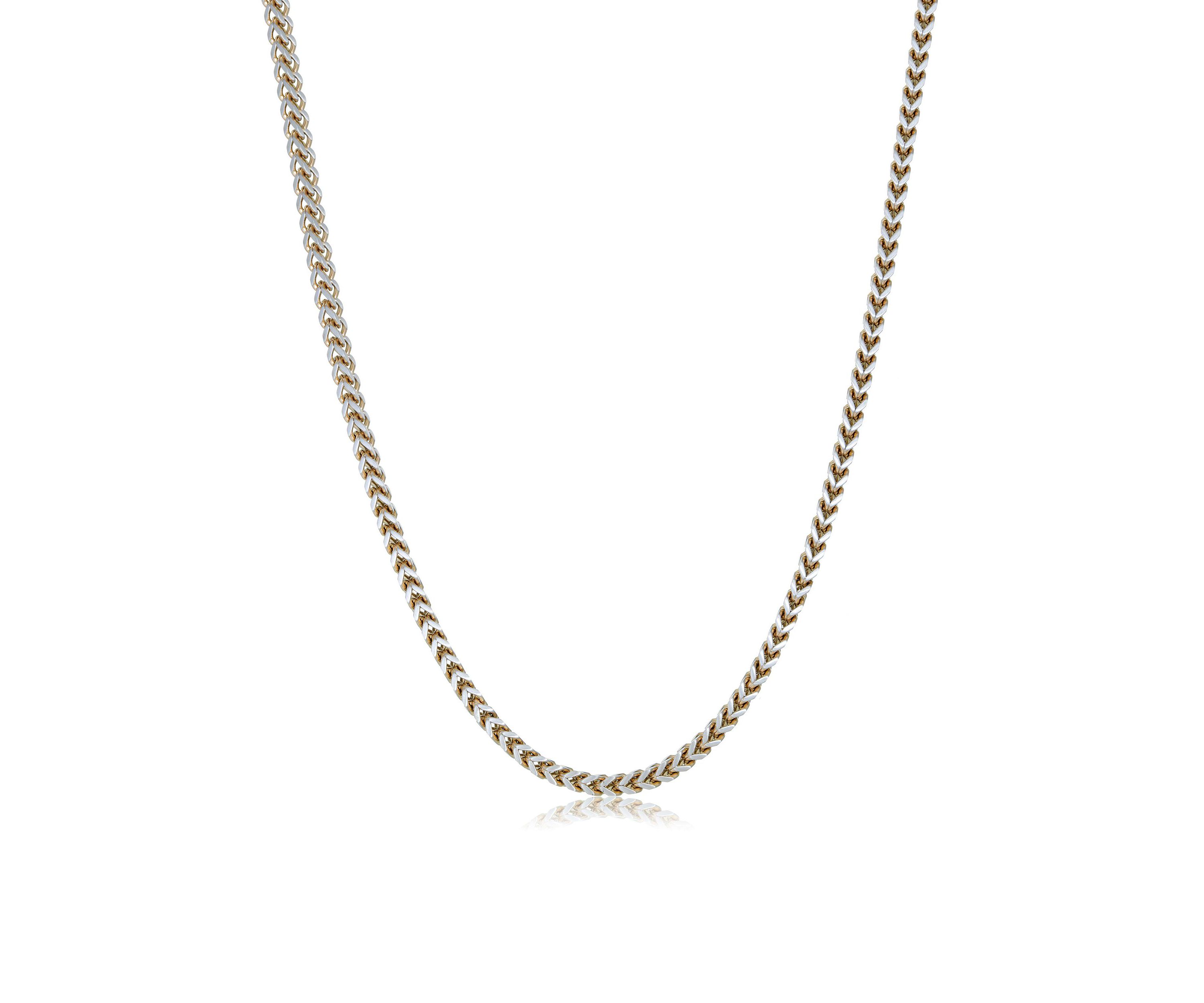 Stainless Steel 5MM Foxtail Chain Necklace with Goldtone Ion Plating, 30" Length