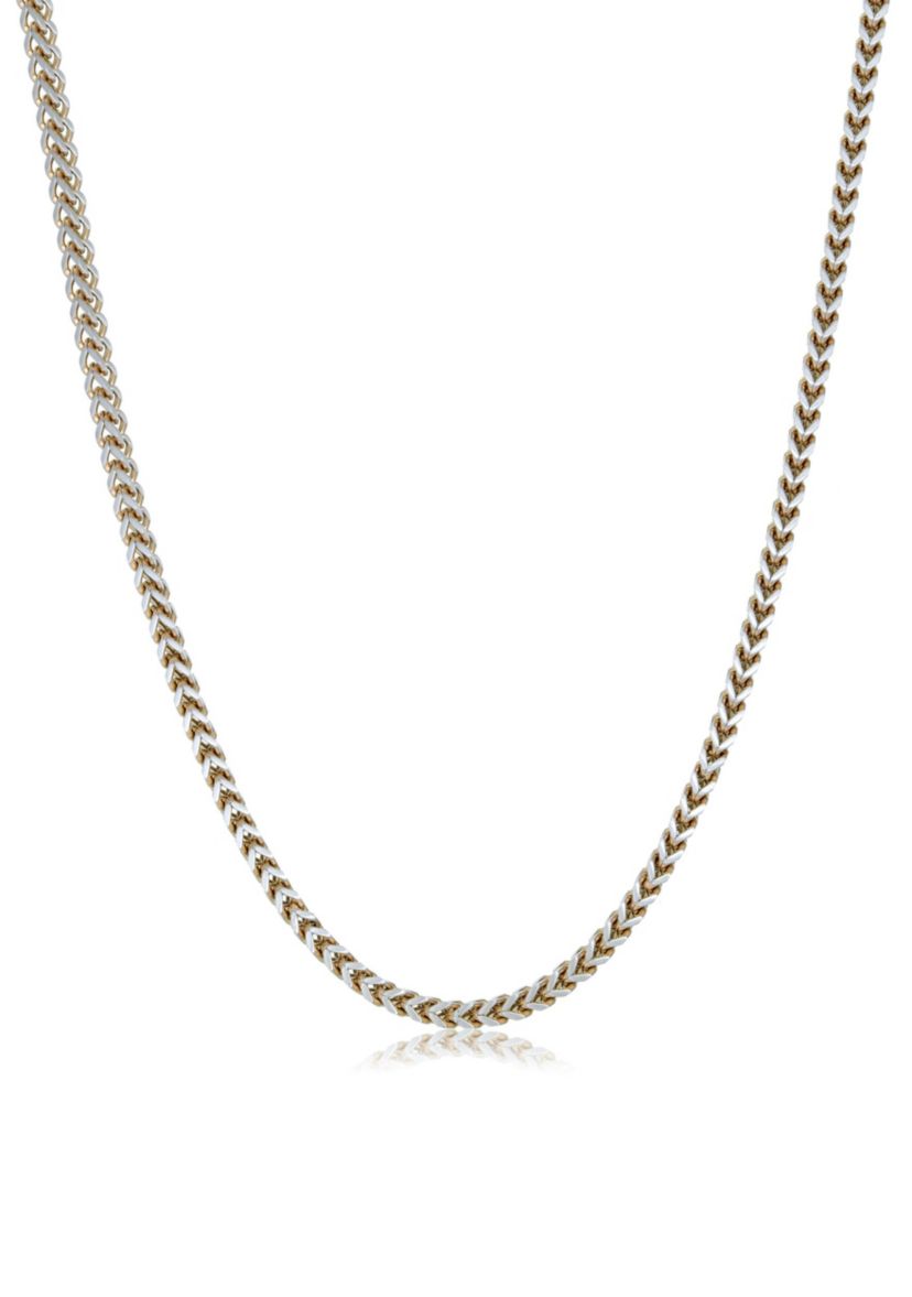Stainless Steel 5MM Foxtail Chain Necklace with Goldtone Ion Plating, 30" Length