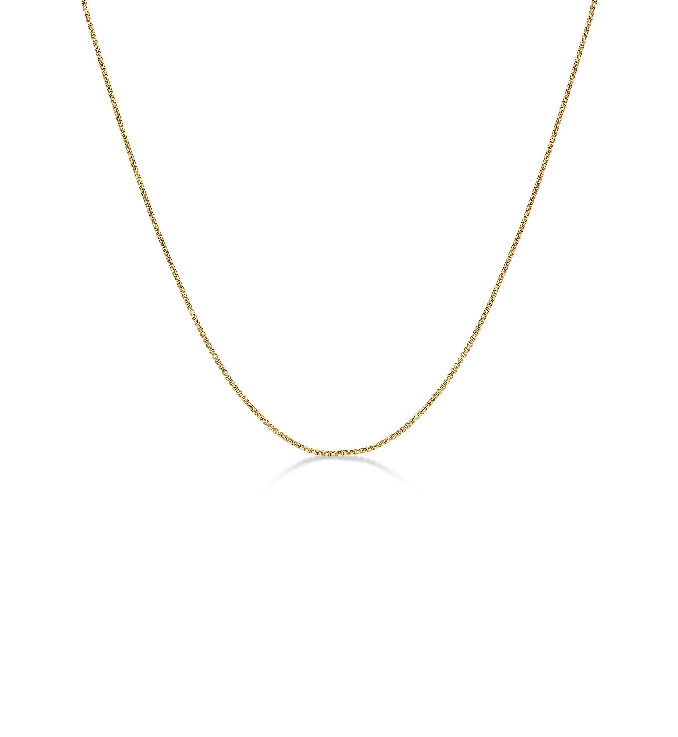 Stainless Steel 2MM Round Box Chain Necklace with Goldtone Ion Plating, 20" Length