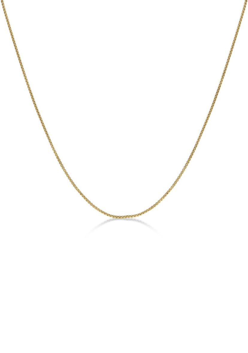 Stainless Steel 2MM Round Box Chain Necklace with Goldtone Ion Plating, 20" Length