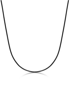LYNX Men's Stainless Steel 2MM Round Box Chain Necklace with Black Ion Plating, 20" Length
