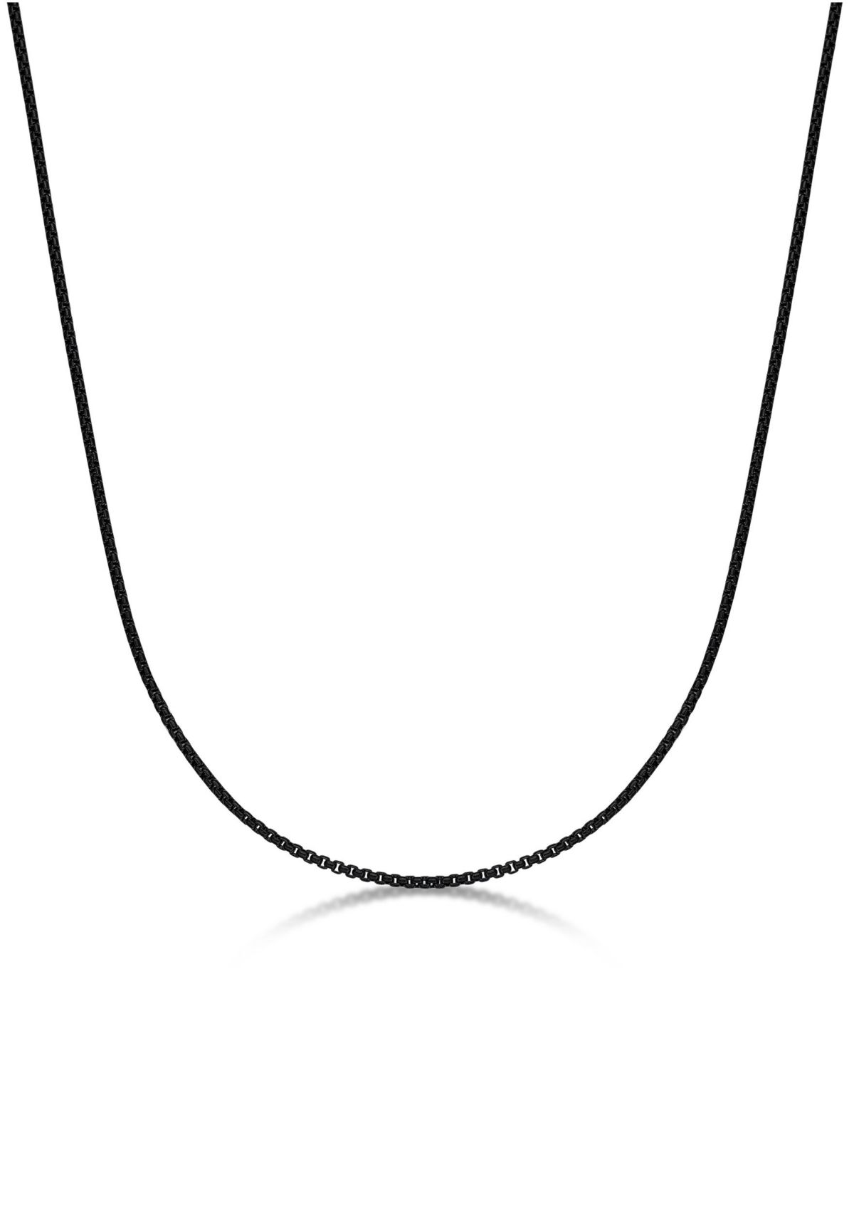 Stainless Steel 2MM Round Box Chain Necklace with Black Ion Plating, 20" Length