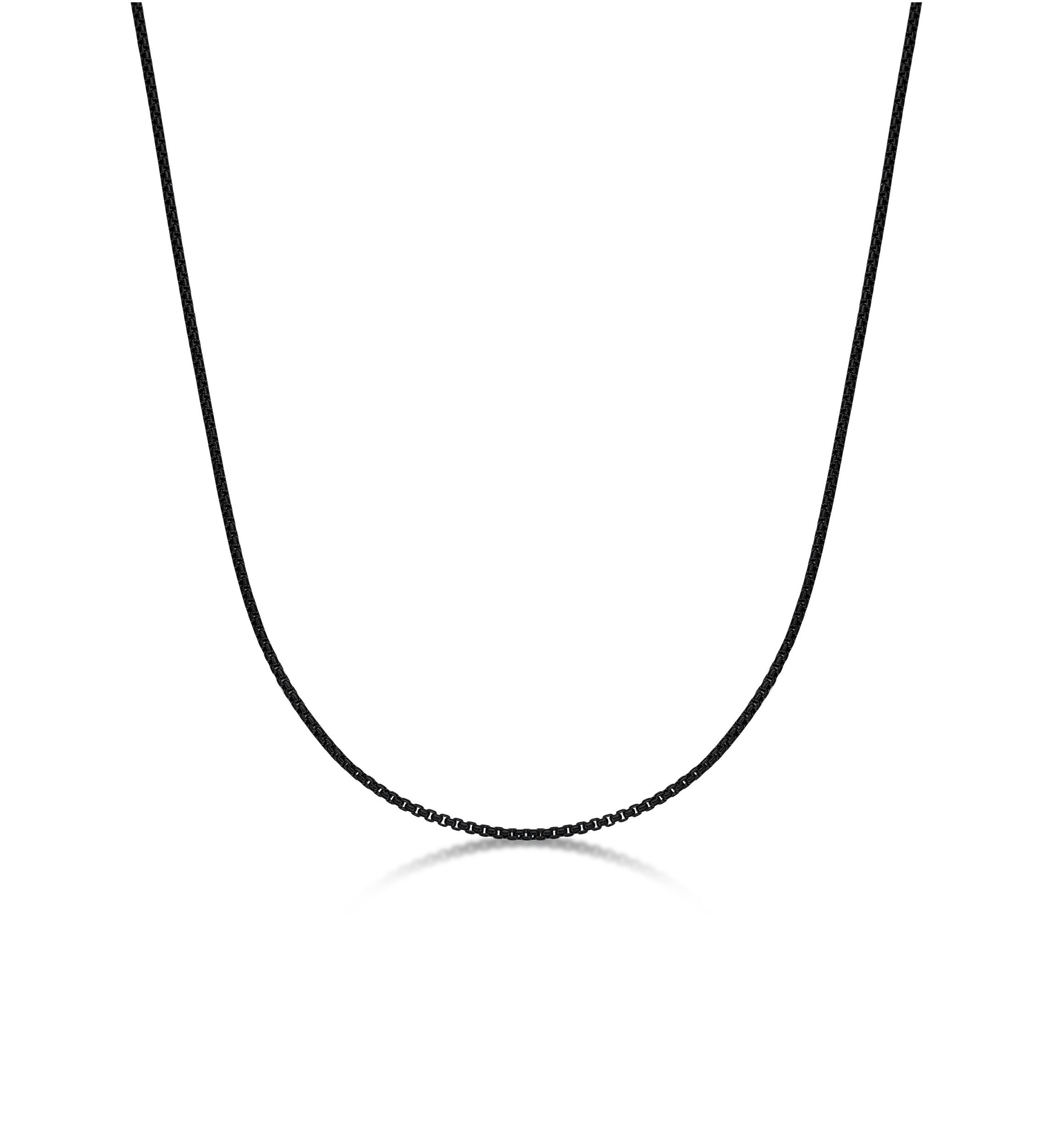 Stainless Steel 2MM Round Box Chain Necklace with Black Ion Plating, 20" Length