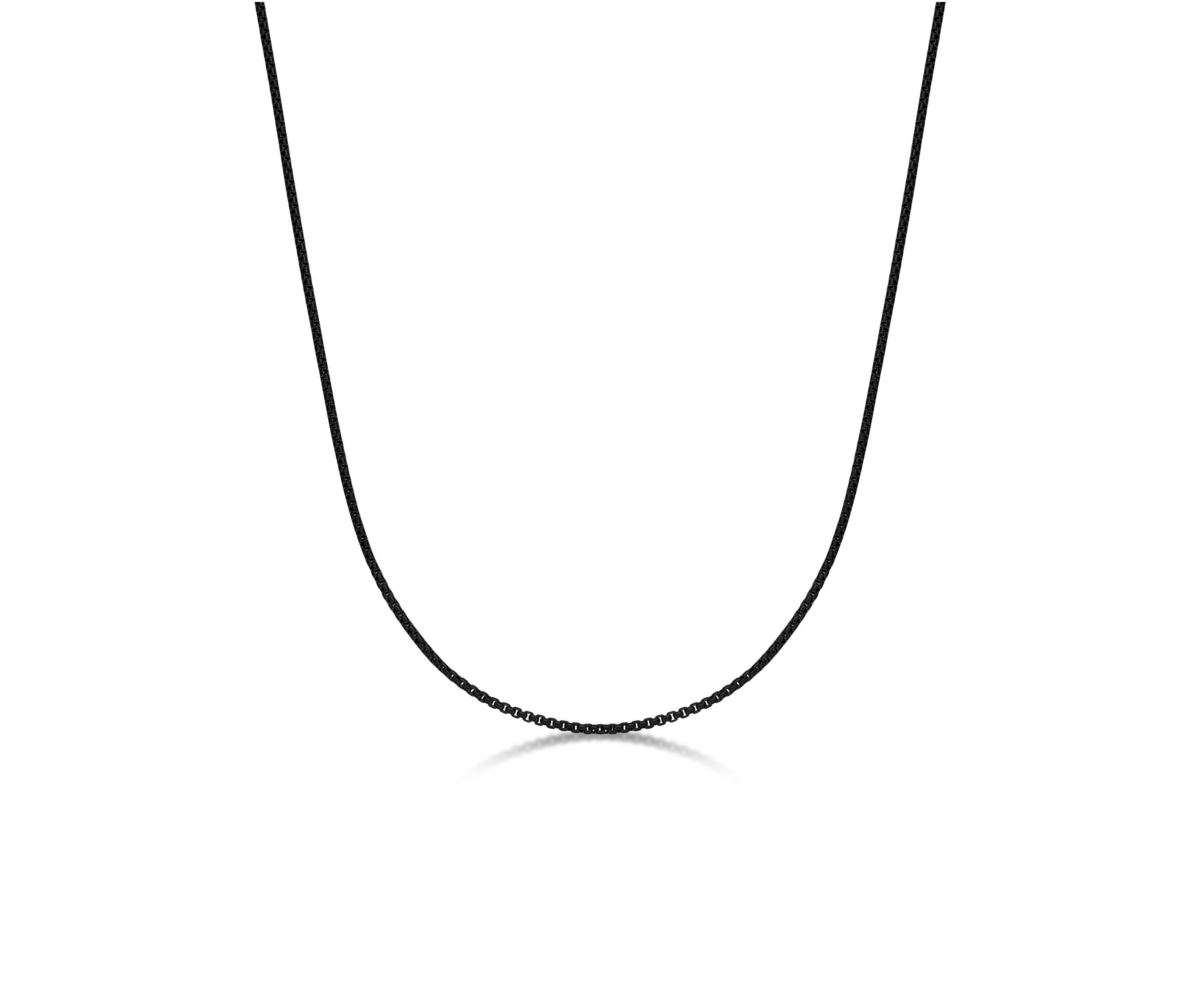 Stainless Steel 2MM Round Box Chain Necklace with Black Ion Plating, 22" Length
