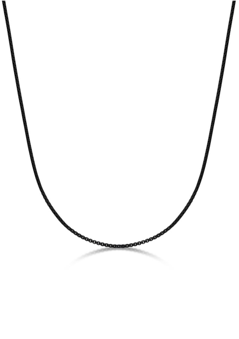 Stainless Steel 2MM Round Box Chain Necklace with Black Ion Plating, 22" Length