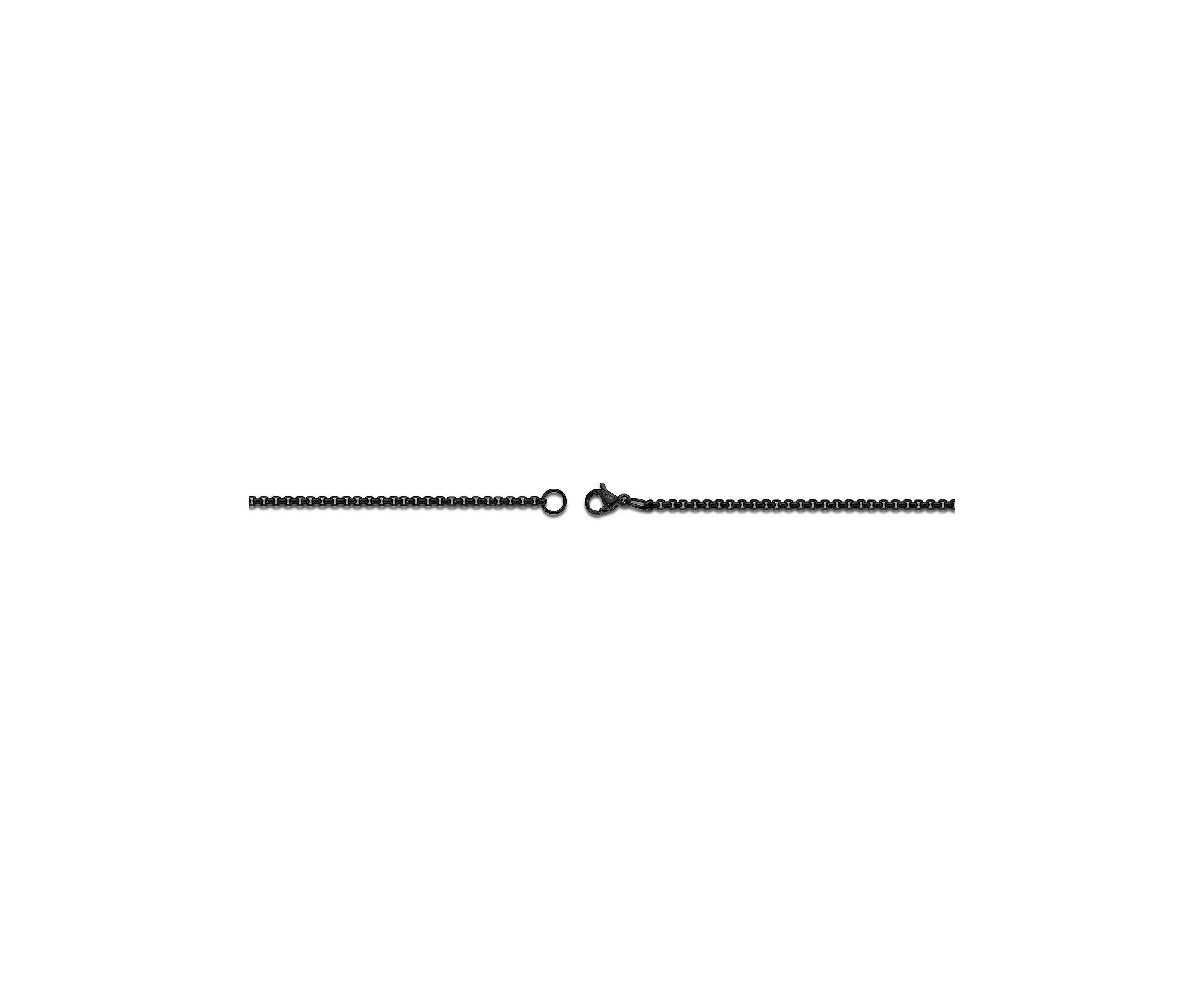 Stainless Steel 2MM Round Box Chain Necklace with Black Ion Plating, 22" Length