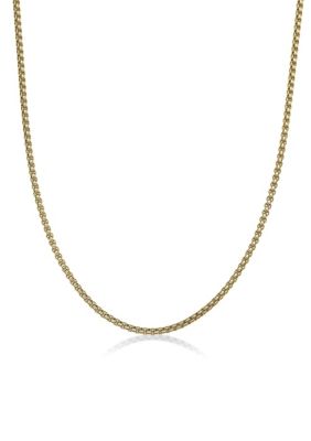 LYNX Men's Stainless Steel 4MM Round Box Chain Necklace with Goldtone Ion Plating, 30" Length