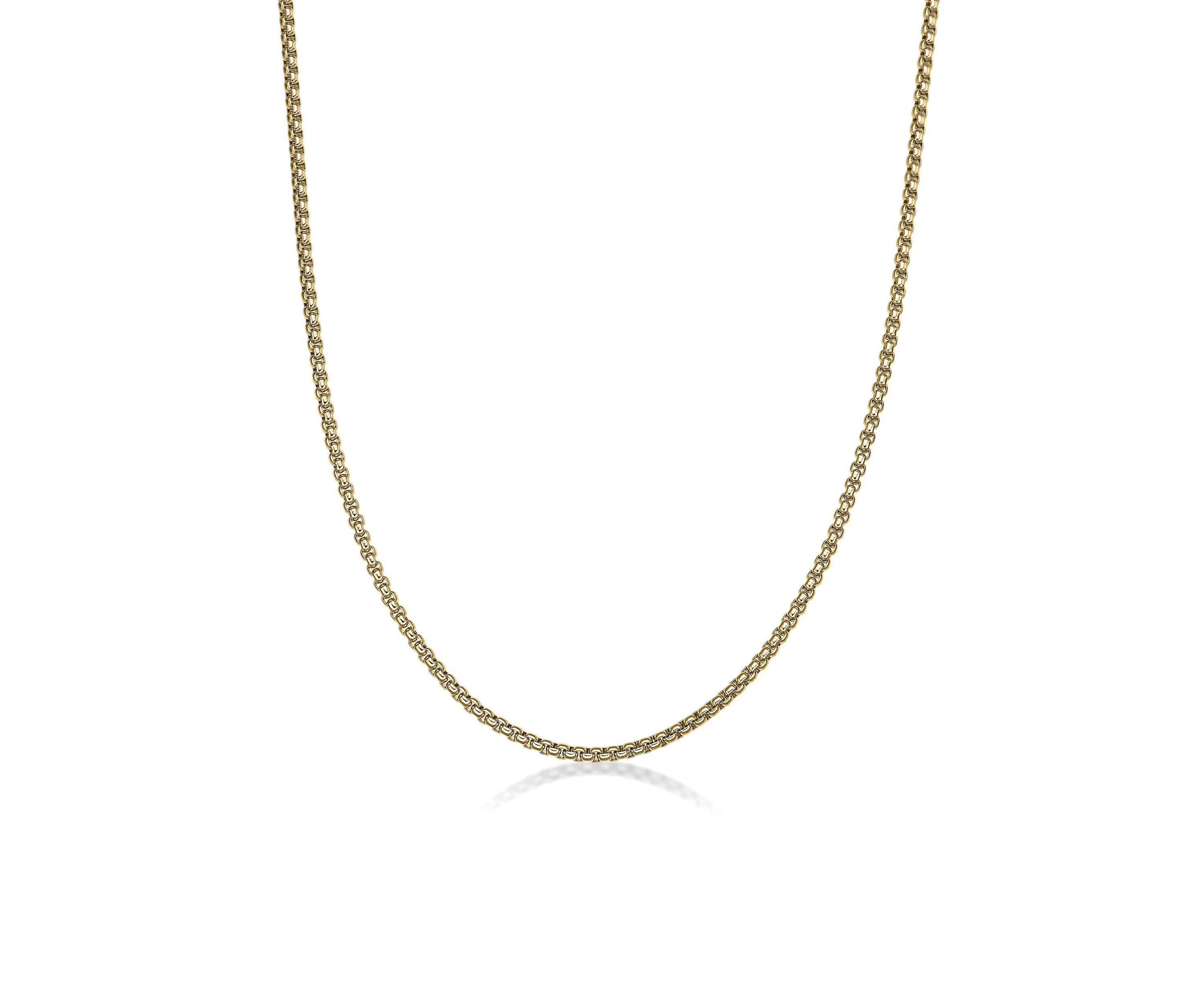 Stainless Steel 4MM Round Box Chain Necklace with Goldtone Ion Plating, 30" Length