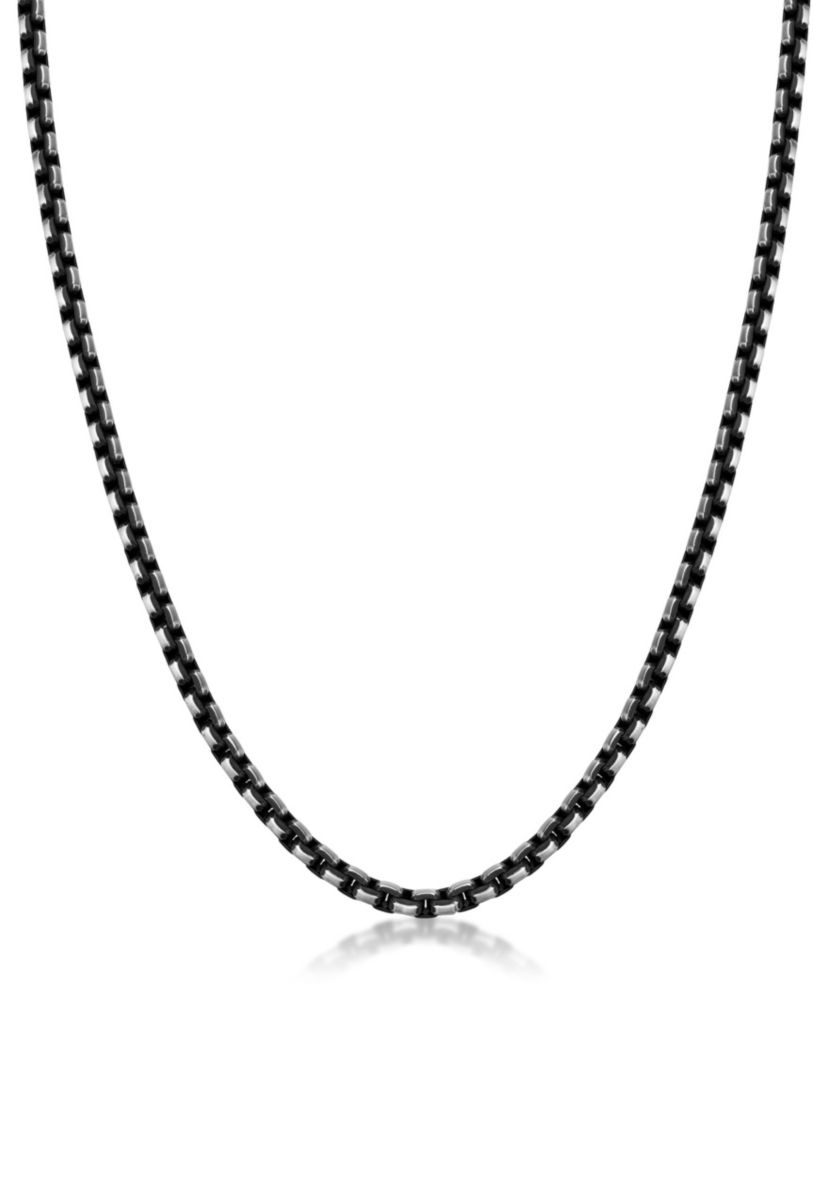 Stainless Steel 5MM Round Box Chain Necklace with Black Ion Plating, 20" Length