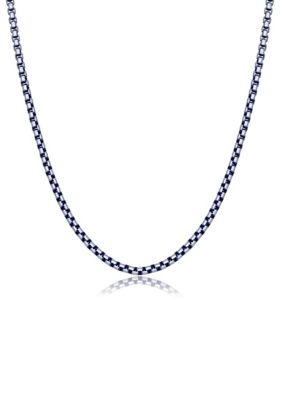 LYNX Men's Stainless Steel 3.5MM Round Box Chain Necklace with Purple Plating, 18" Length