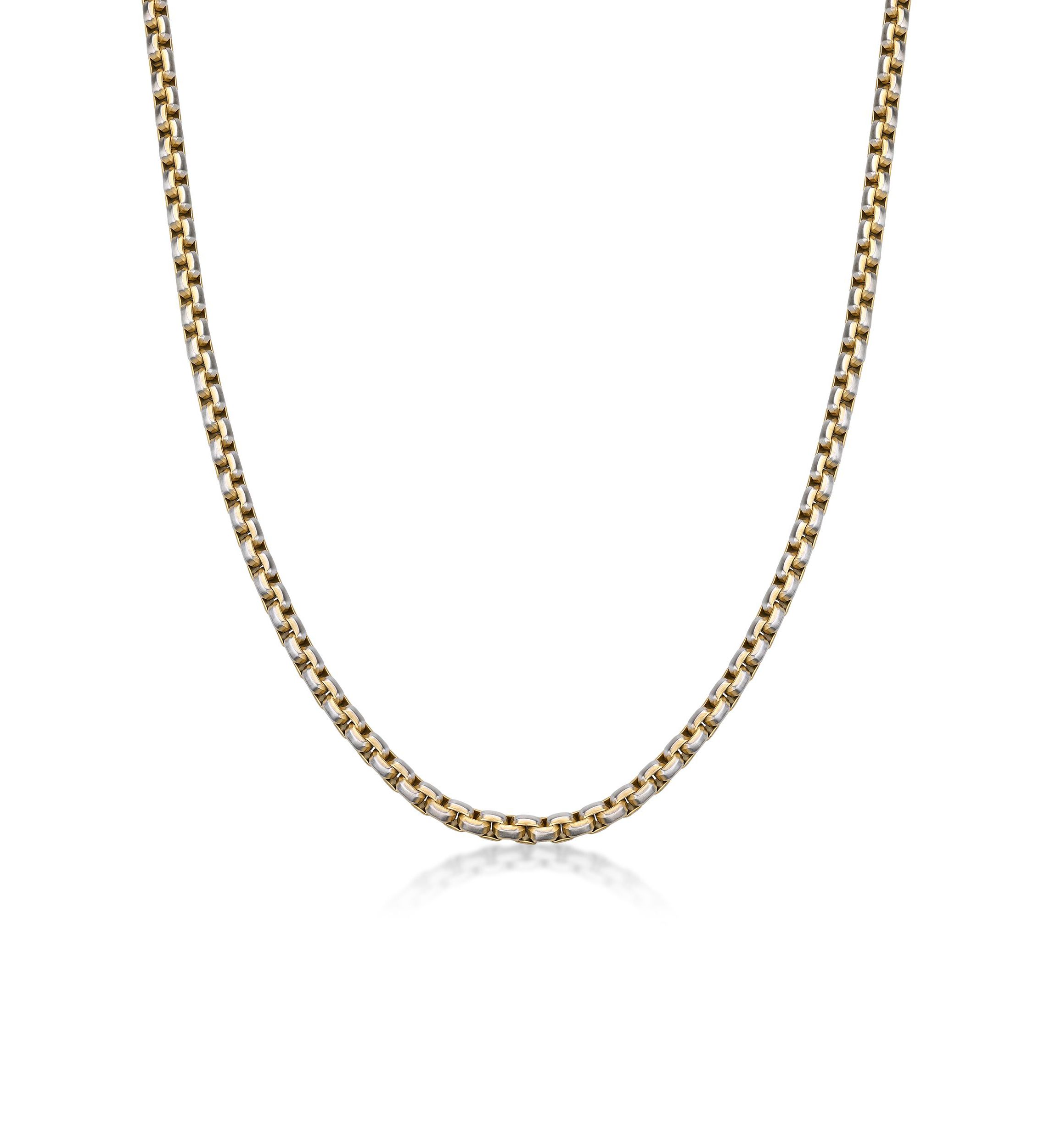 Stainless Steel 5MM Round Box Chain Necklace with Goldtone Ion Plating, 18" Length