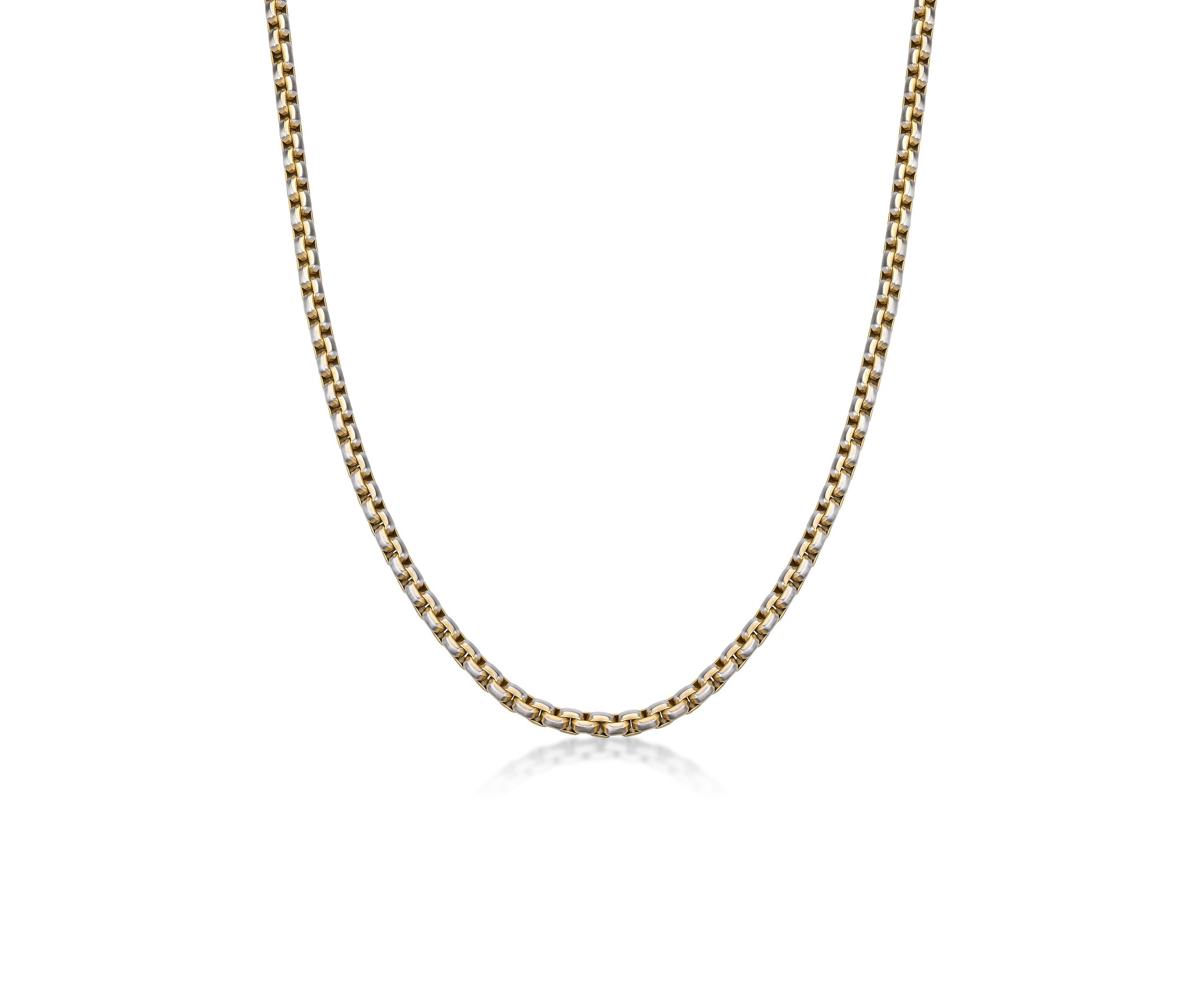 Stainless Steel 5MM Round Box Chain Necklace with Goldtone Ion Plating, 18" Length