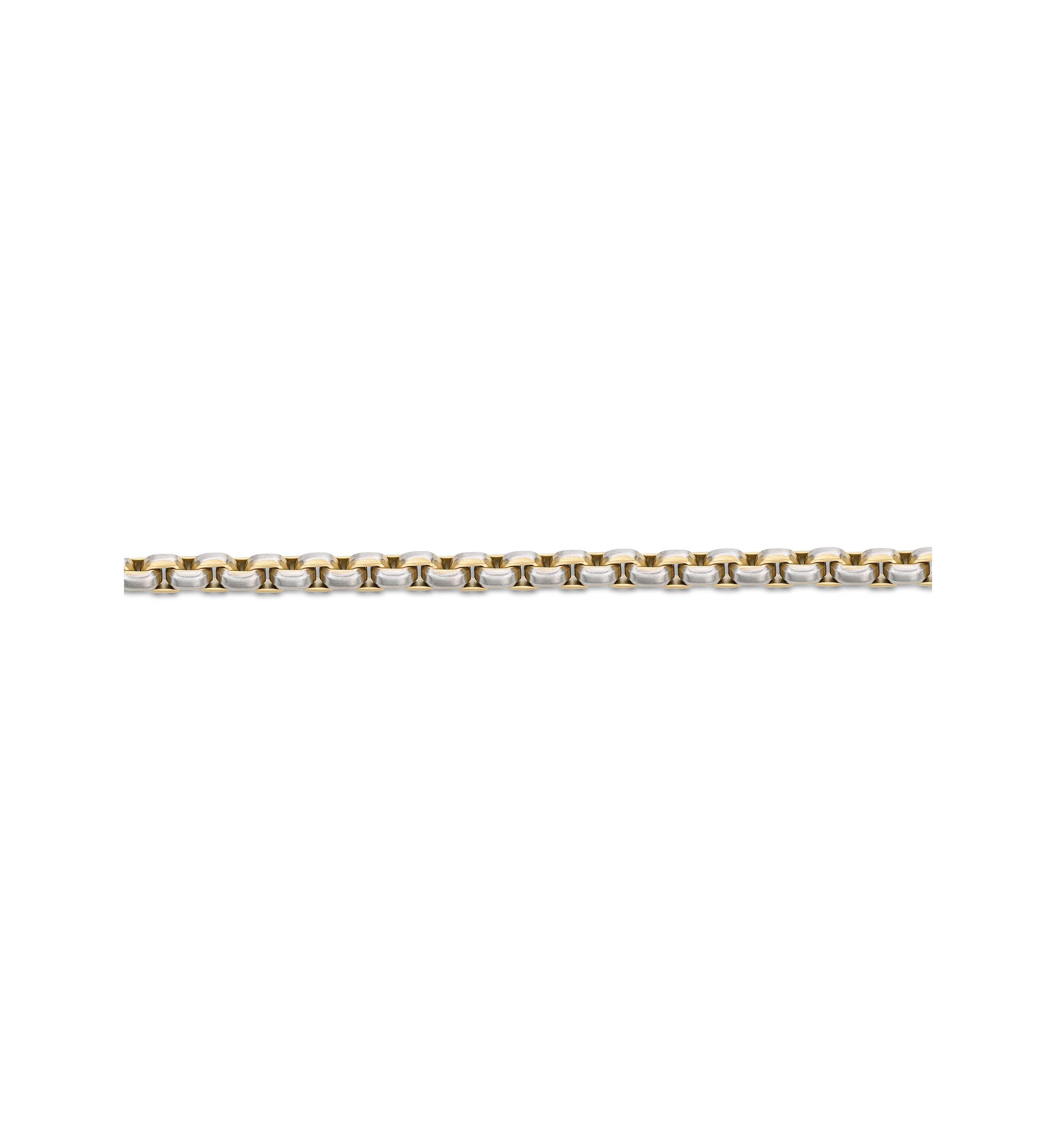 Stainless Steel 5MM Round Box Chain Necklace with Goldtone Ion Plating, 18" Length