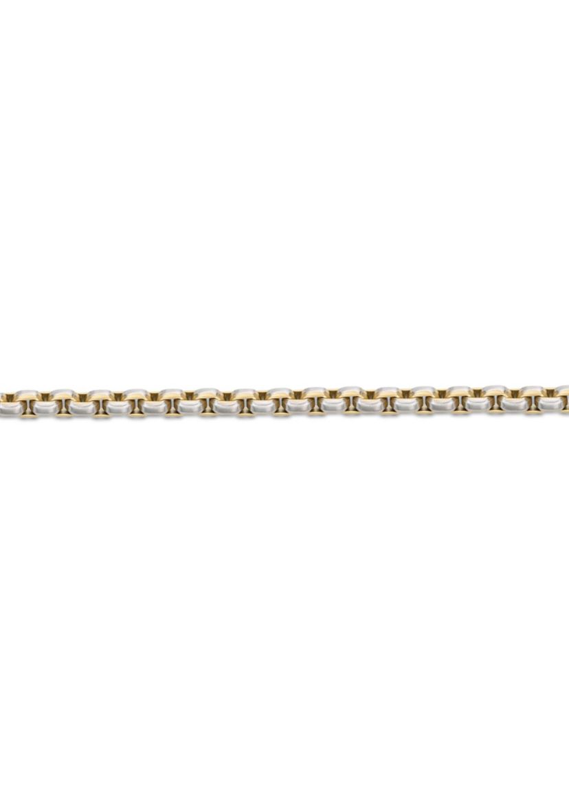 Stainless Steel 5MM Round Box Chain Necklace with Goldtone Ion Plating, 18" Length