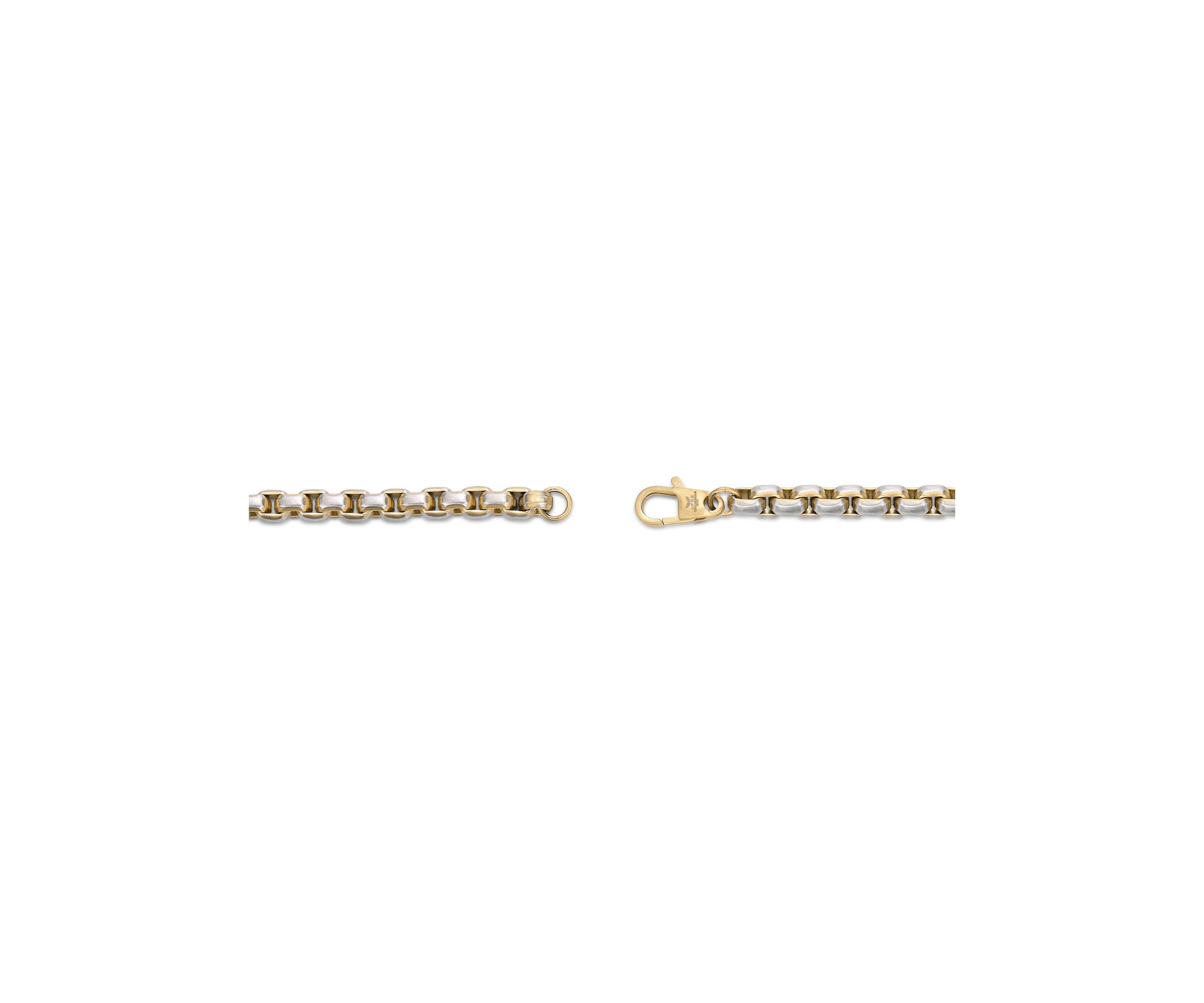Stainless Steel 5MM Round Box Chain Necklace with Goldtone Ion Plating, 18" Length
