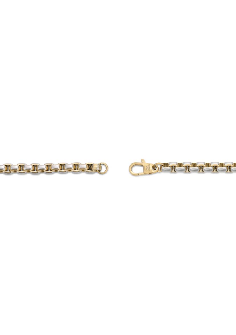 Stainless Steel 5MM Round Box Chain Necklace with Goldtone Ion Plating, 18" Length