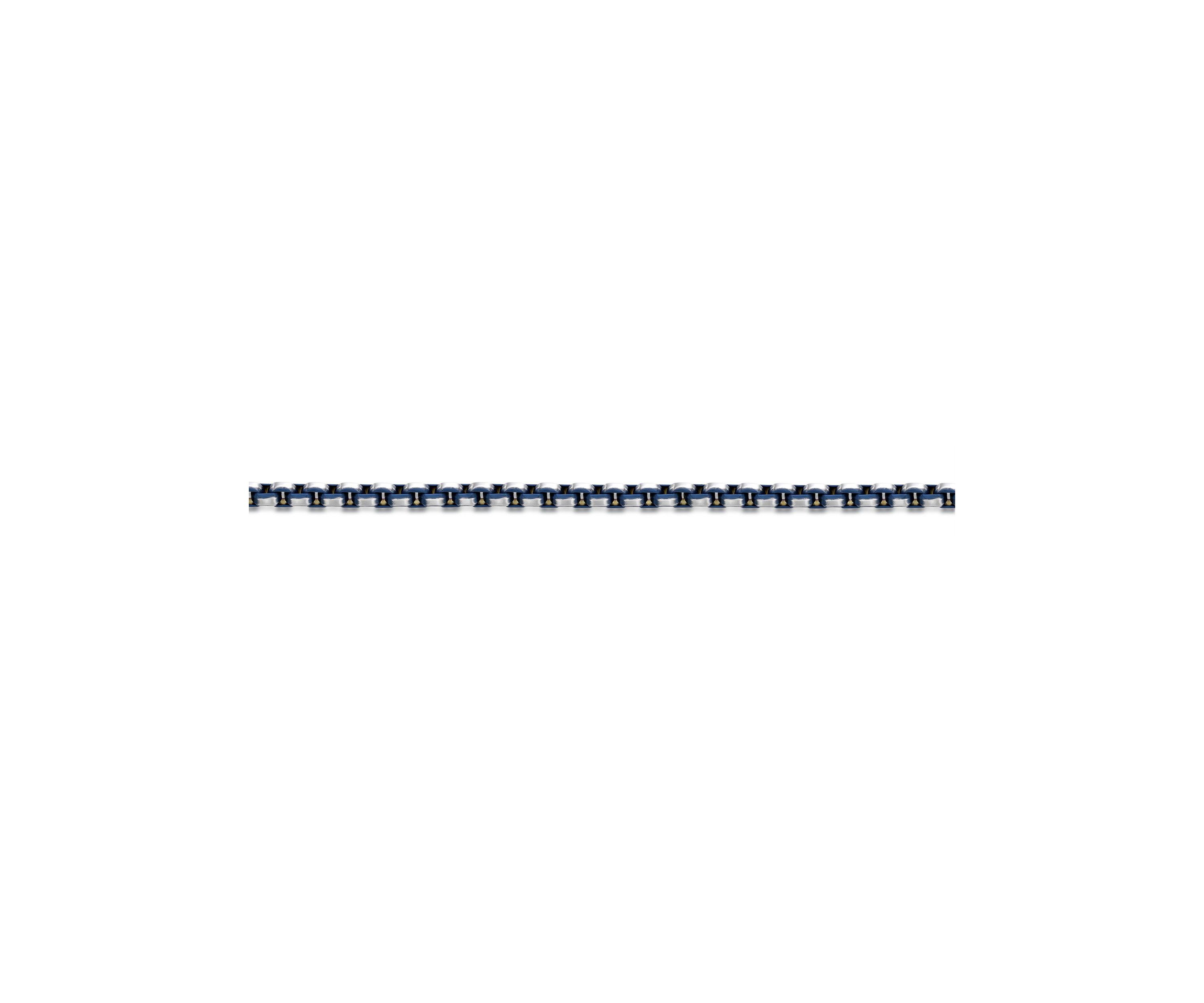 Stainless Steel 5MM Round Box Chain Necklace with Blue Ion Plating, 20" Length