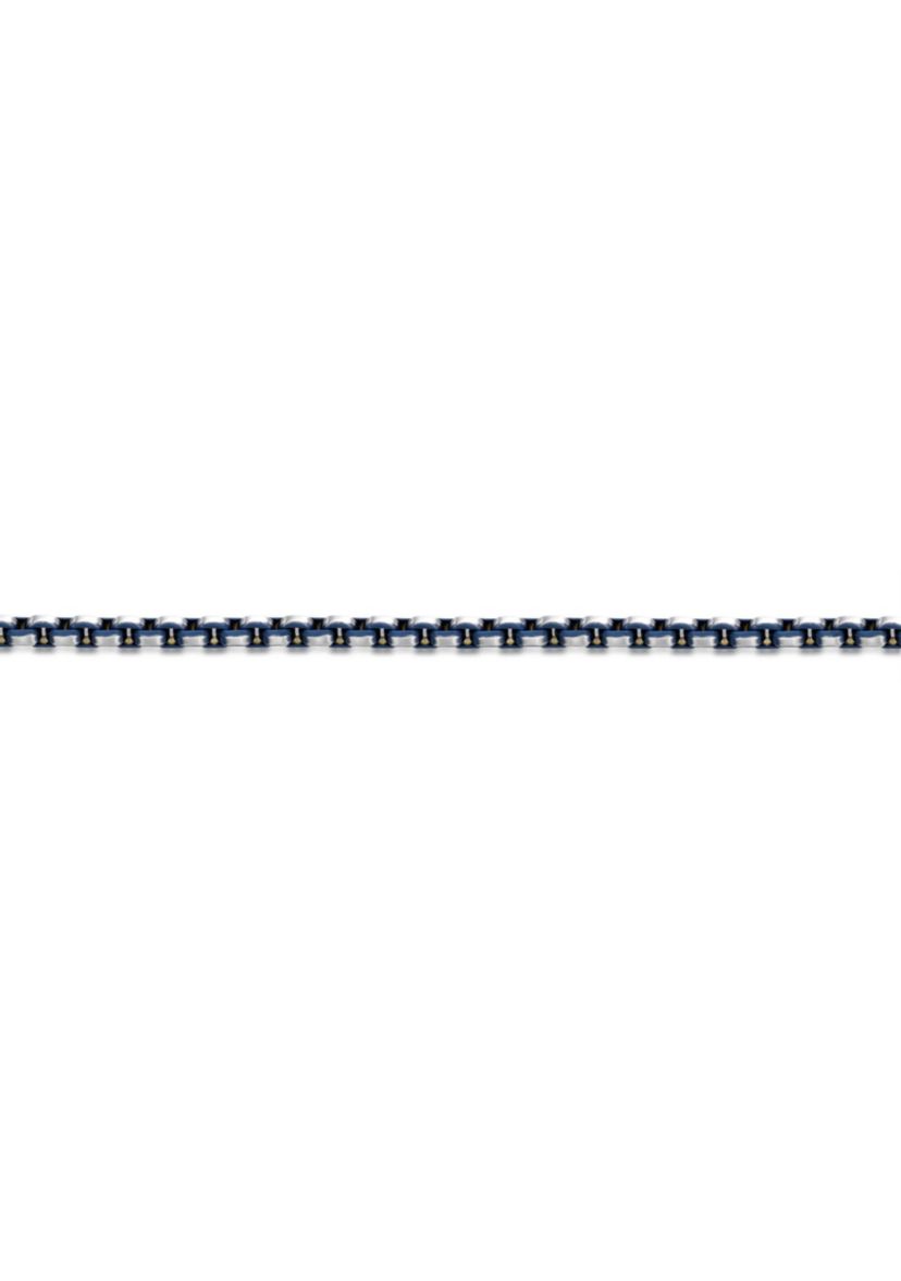 Stainless Steel 5MM Round Box Chain Necklace with Blue Ion Plating, 20" Length