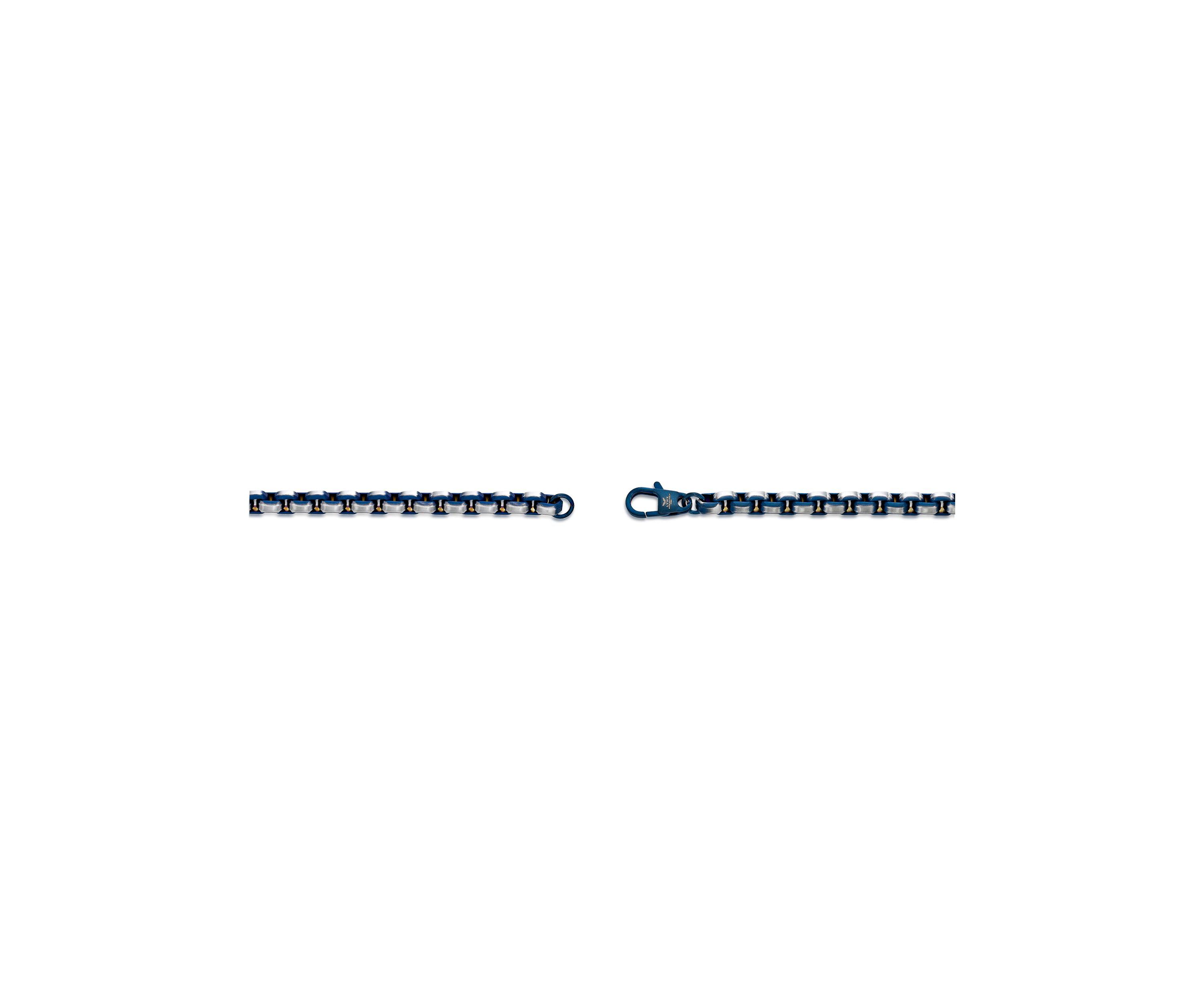 Stainless Steel 5MM Round Box Chain Necklace with Blue Ion Plating, 20" Length