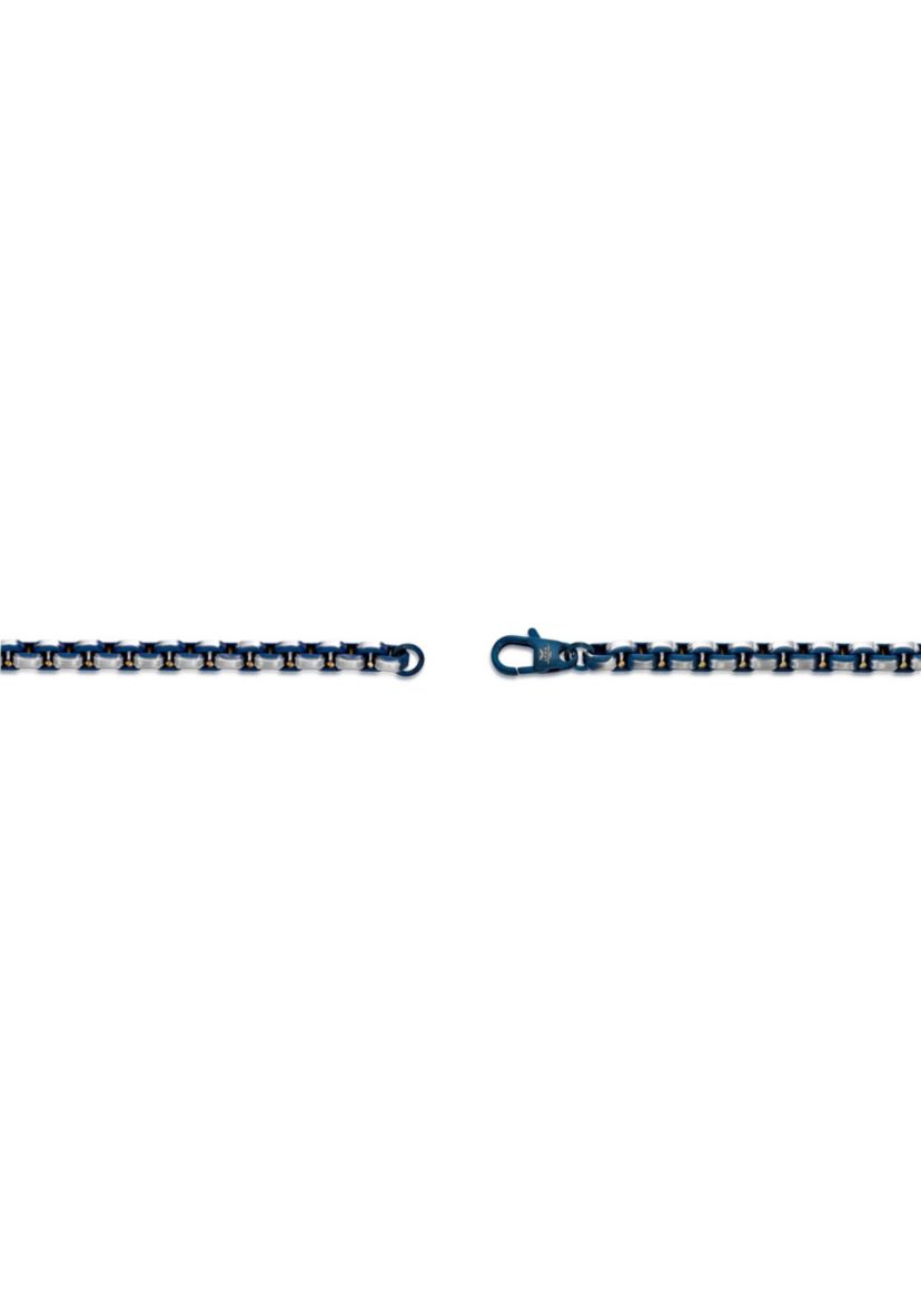 Stainless Steel 5MM Round Box Chain Necklace with Blue Ion Plating, 20" Length
