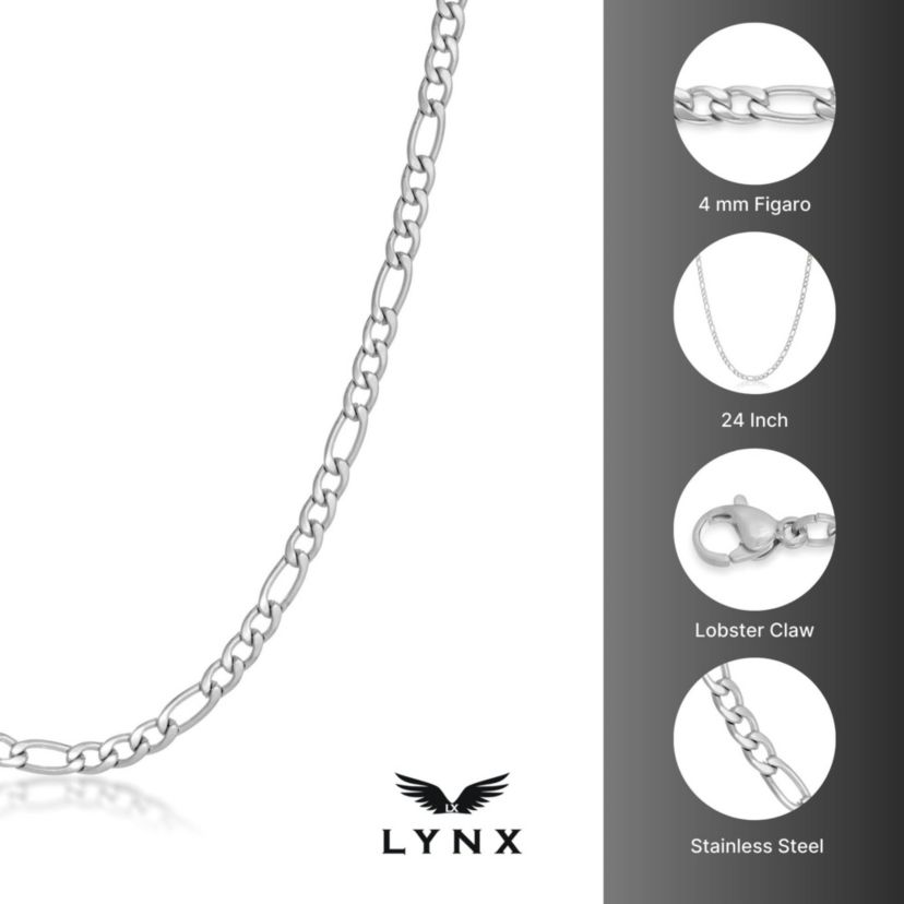 4mm Figaro Chain Necklace in Stainless Steel