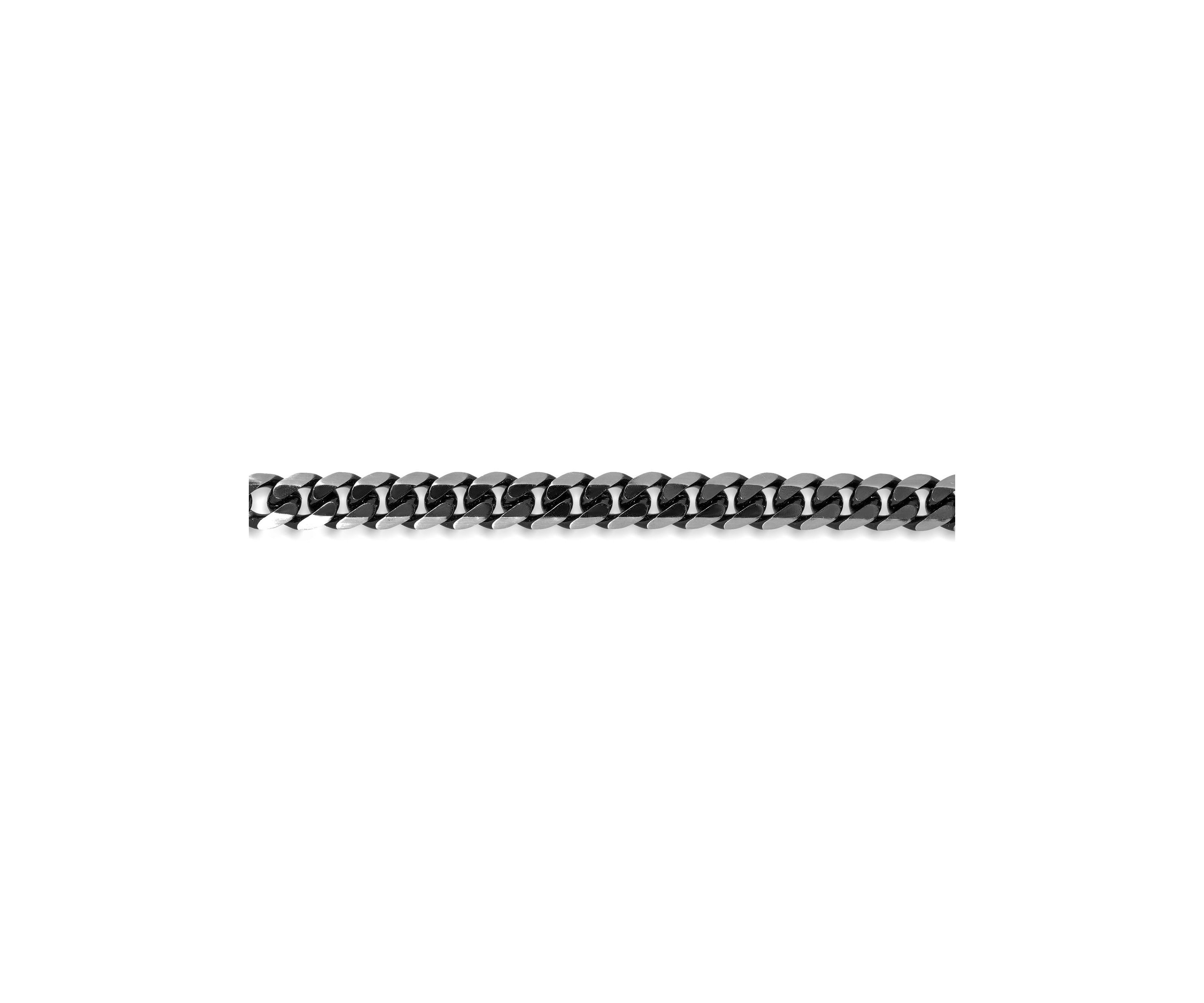Stainless Steel 8MM Curb Chain Necklace with Black Ion Plating, 22" Length