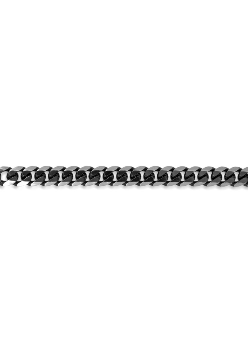 Stainless Steel 8MM Curb Chain Necklace with Black Ion Plating, 22" Length