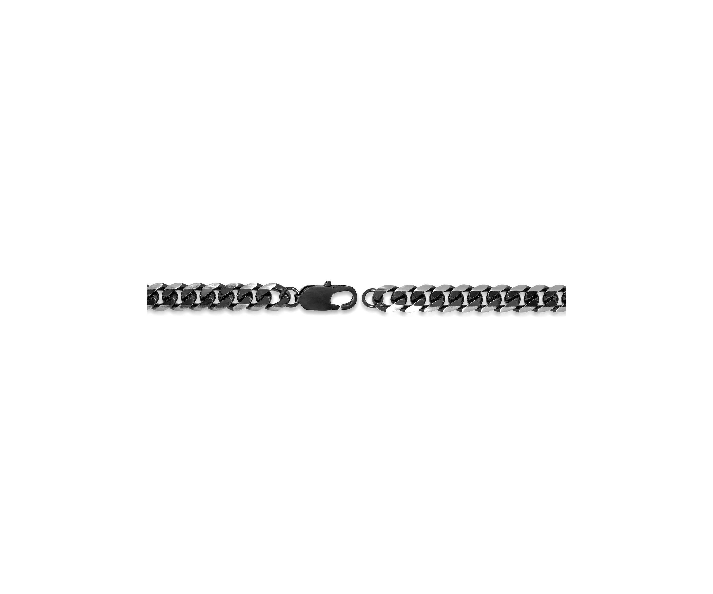 Stainless Steel 8MM Curb Chain Necklace with Black Ion Plating, 22" Length