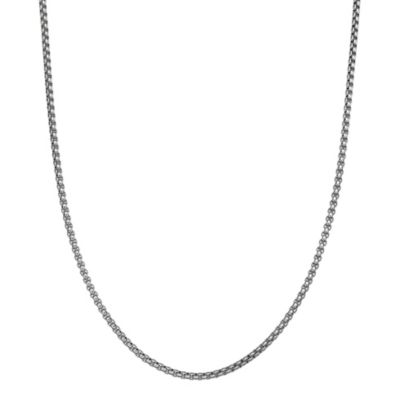 LYNX Men's Stainless Steel 2mm Box Chain Necklace, White, 30 in