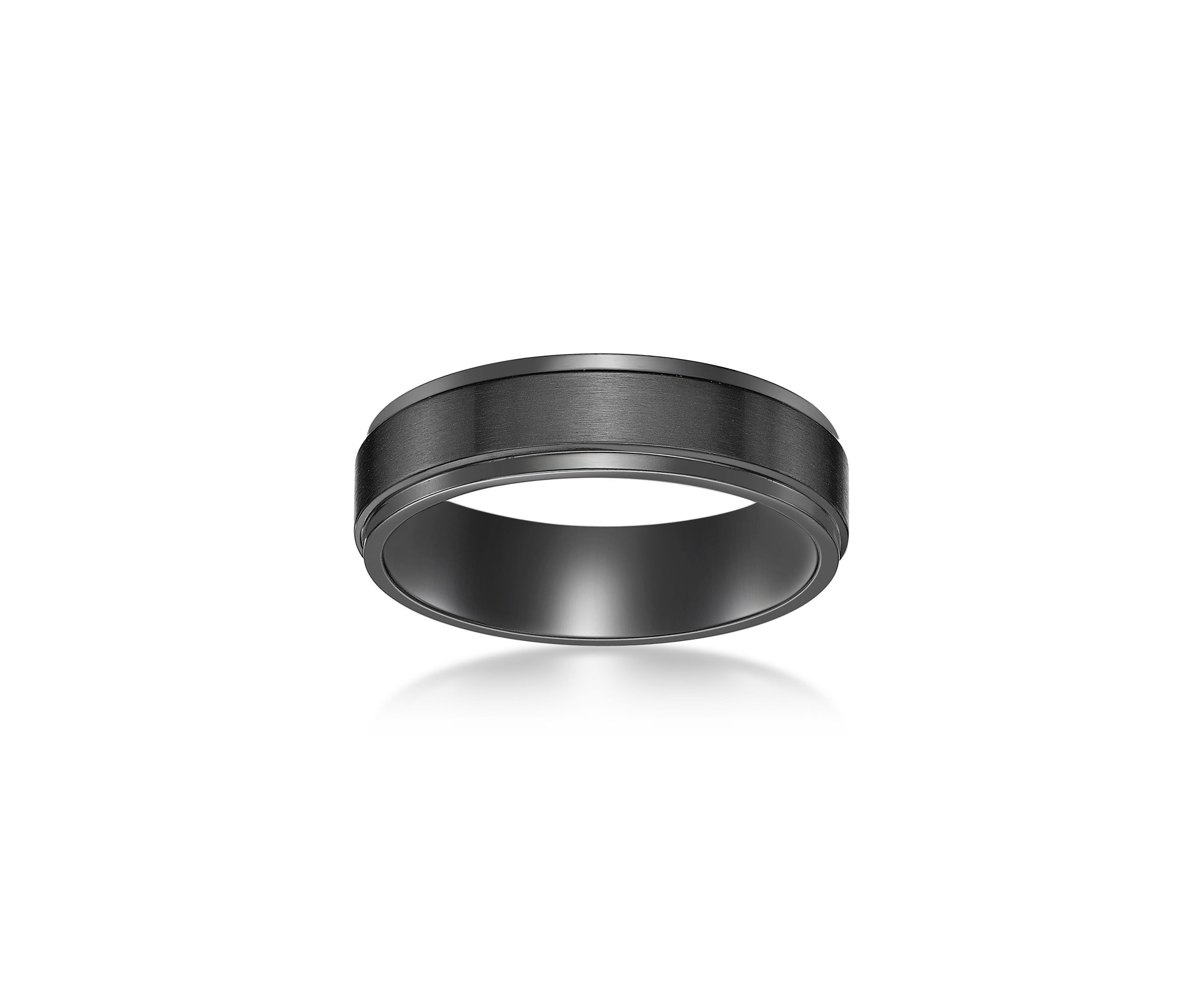 Black Zirconium Flat Edge Ring - 6 MM